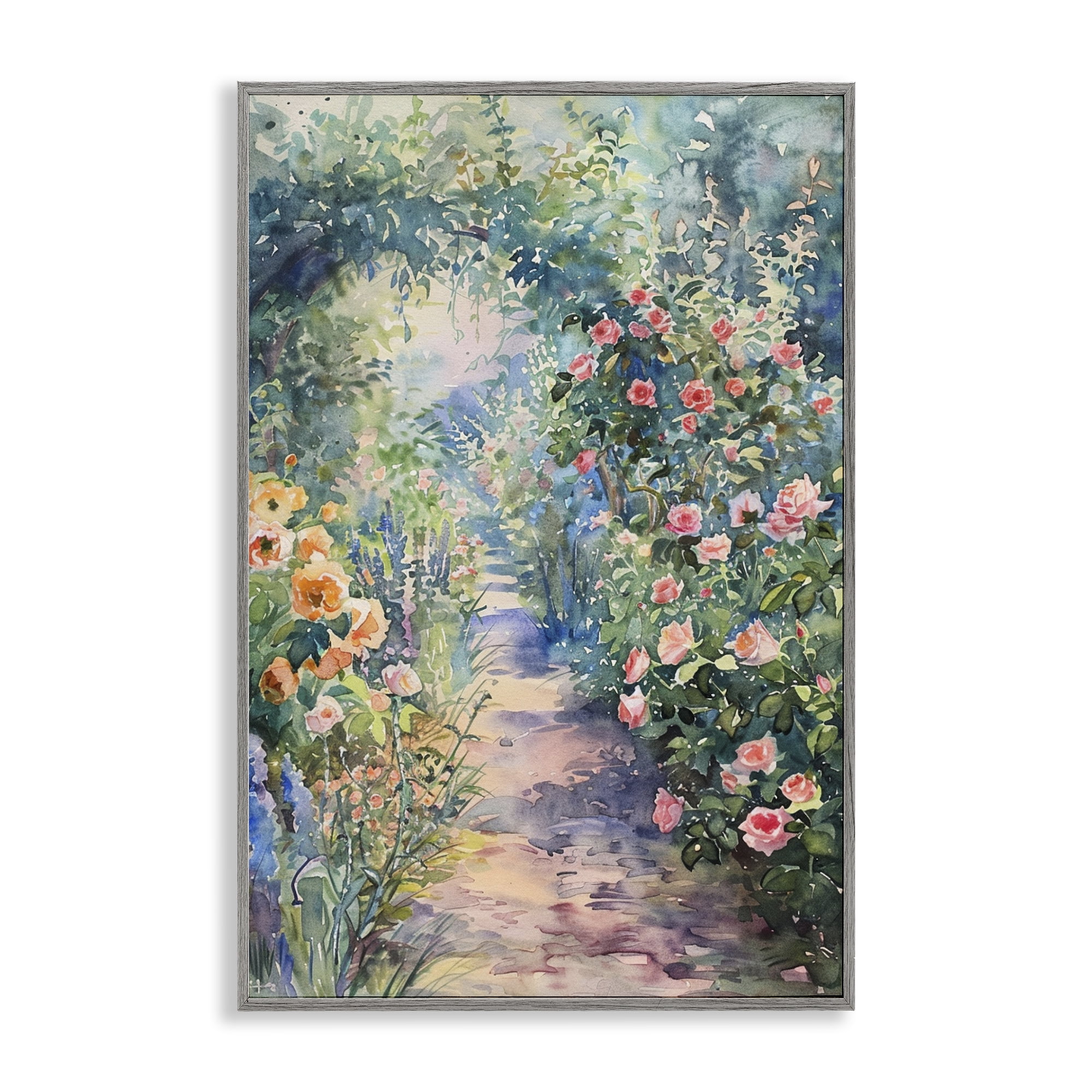 Stupell Industries Spring Garden Archway Landscape & Nature Painting Gray Framed Art Print Wall Art, 20 x 30