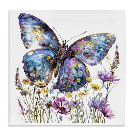 Stupell Industries Spring Garden Butterfly Insects Painting Wrapped Canvas Art Print Wall Art, 17 x 17