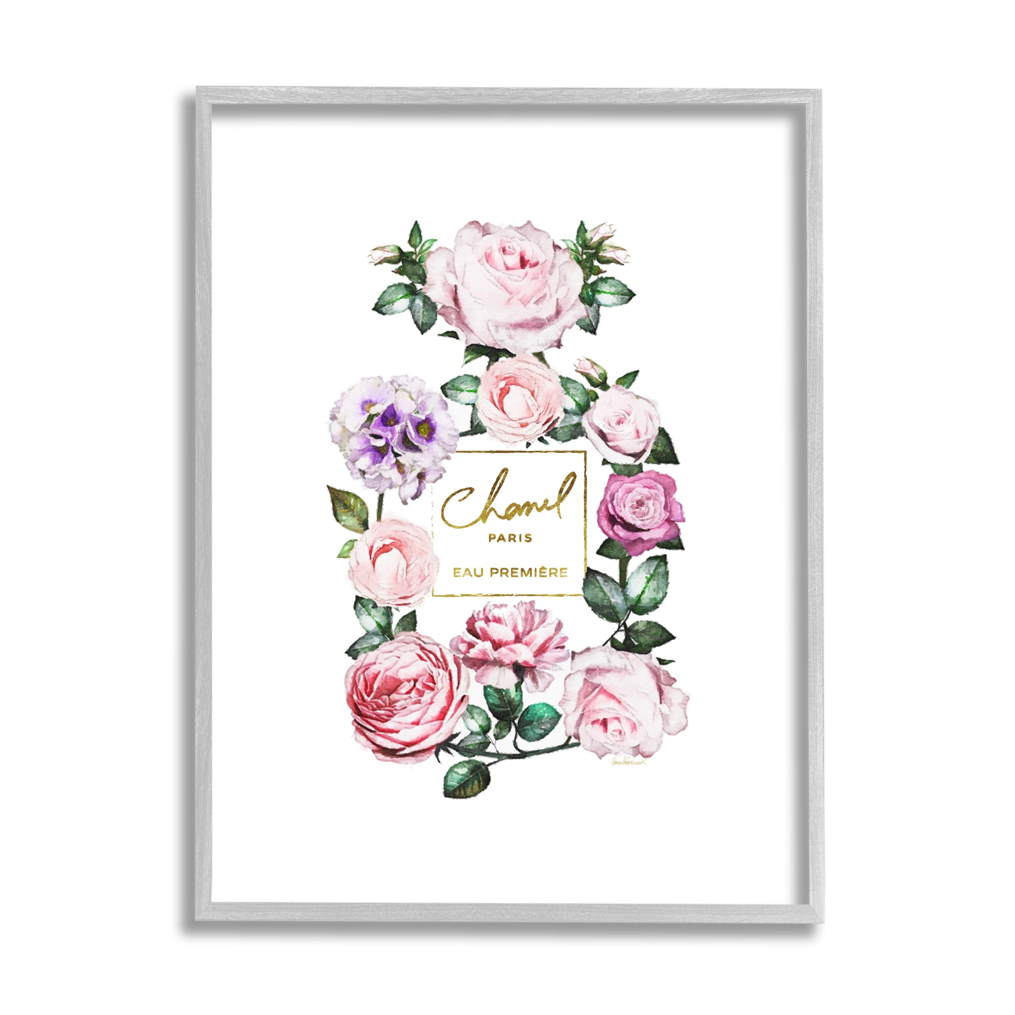 Stupell Industries Spring Garden Rose Florals Glam Perfume Bottle, 24 x 30, Design by Amanda Greenwood