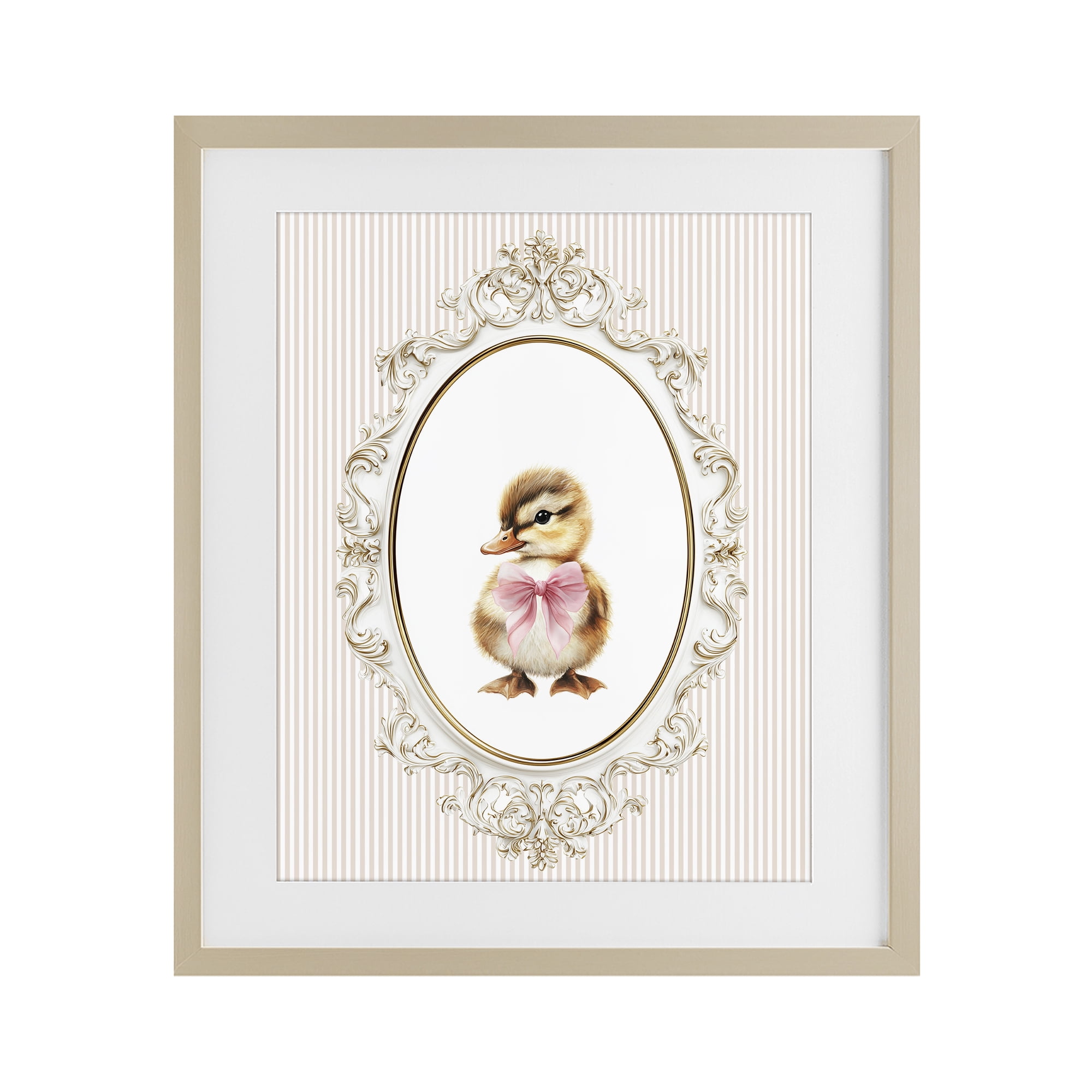 Stupell Industries Spring Gingham Baby Duck Birch Framed Print Under Glass, design by Christine Simpson Art