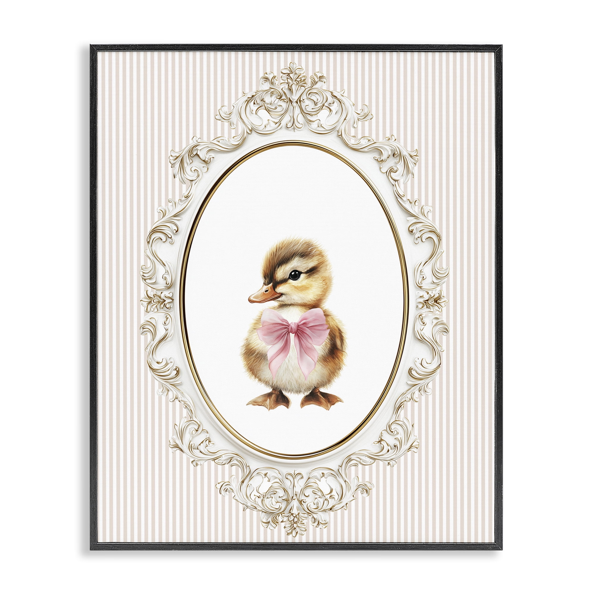 Stupell Industries Spring Gingham Baby Duck Black Framed Giclee Art, design by Christine Simpson Art