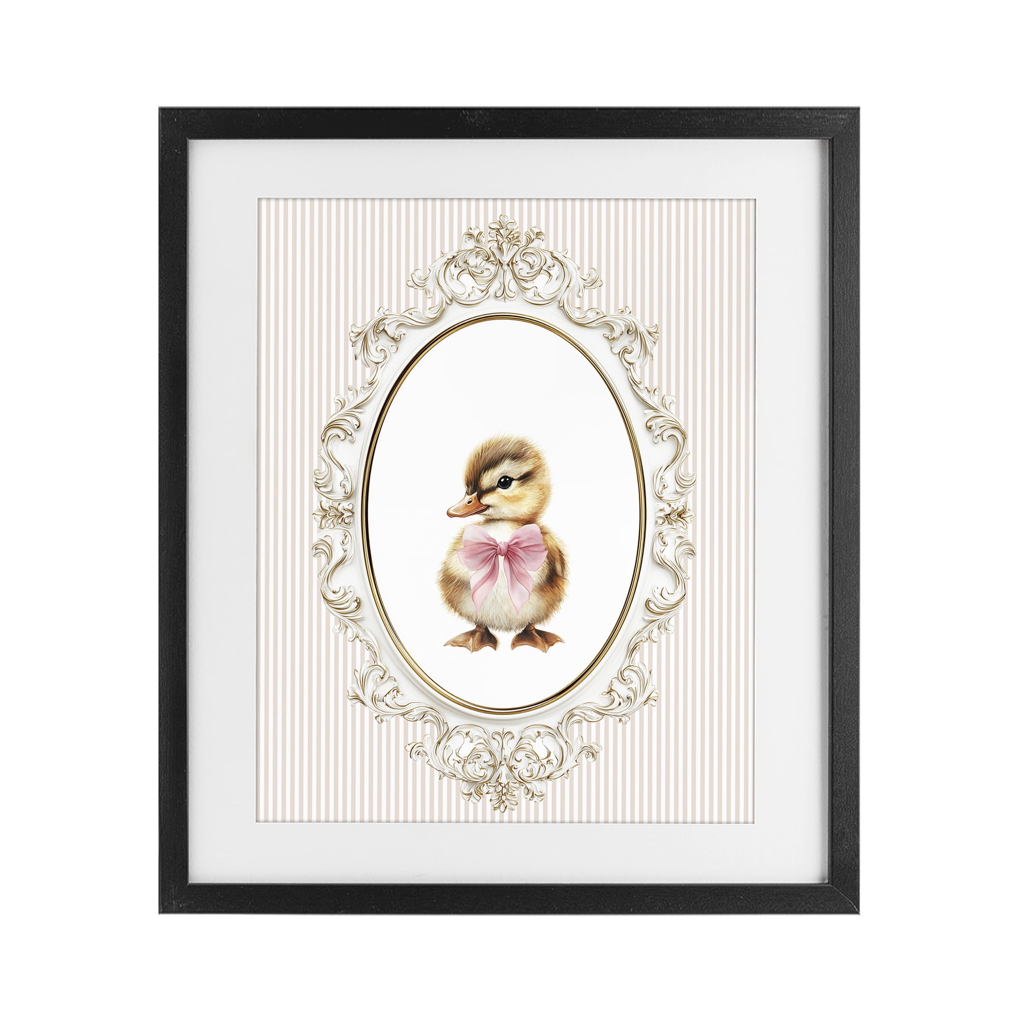 Stupell Industries Spring Gingham Baby Duck Black Framed Print Under Glass, design by Christine Simpson Art