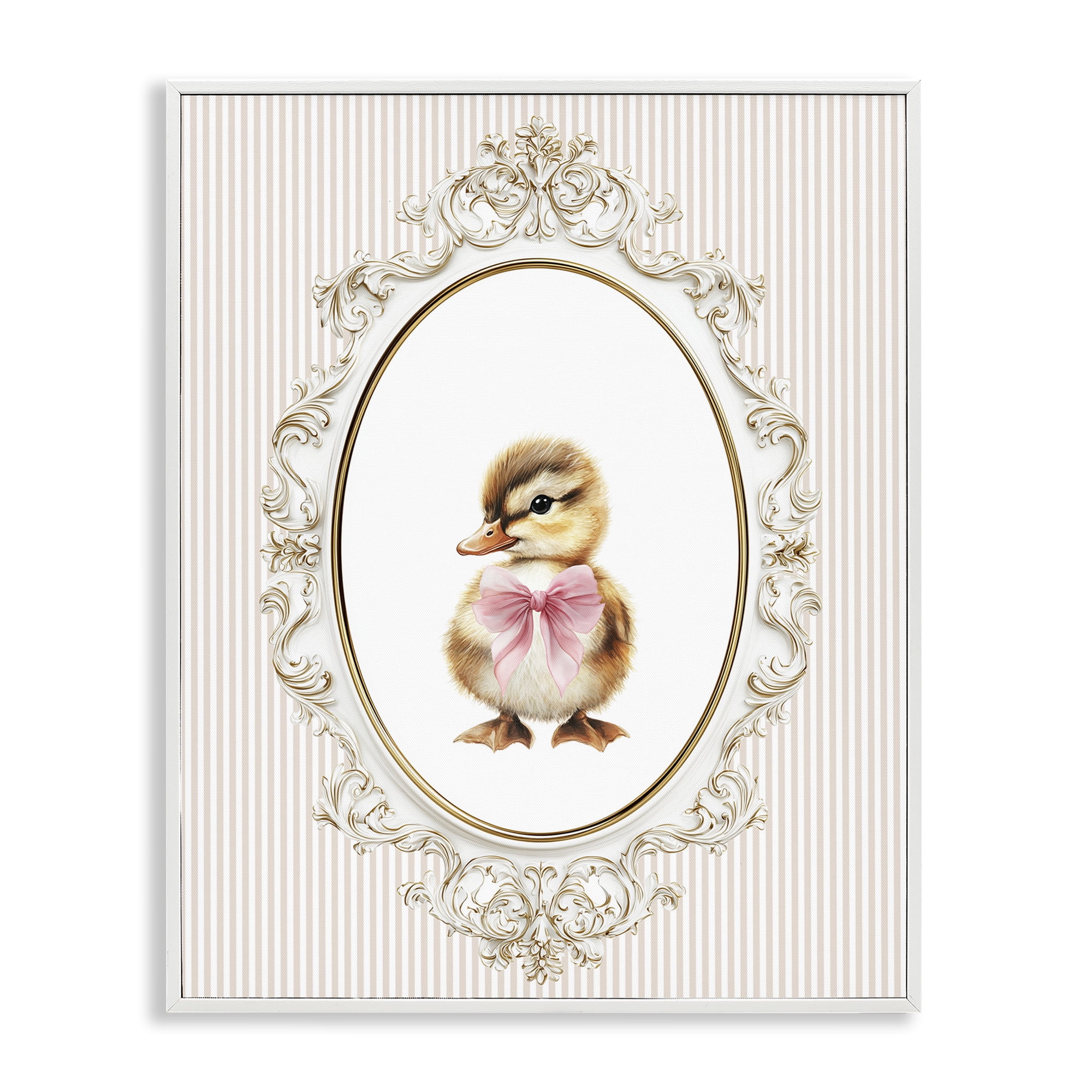 Stupell Industries Spring Gingham Baby Duck White Framed Giclee Art, design by Christine Simpson Art