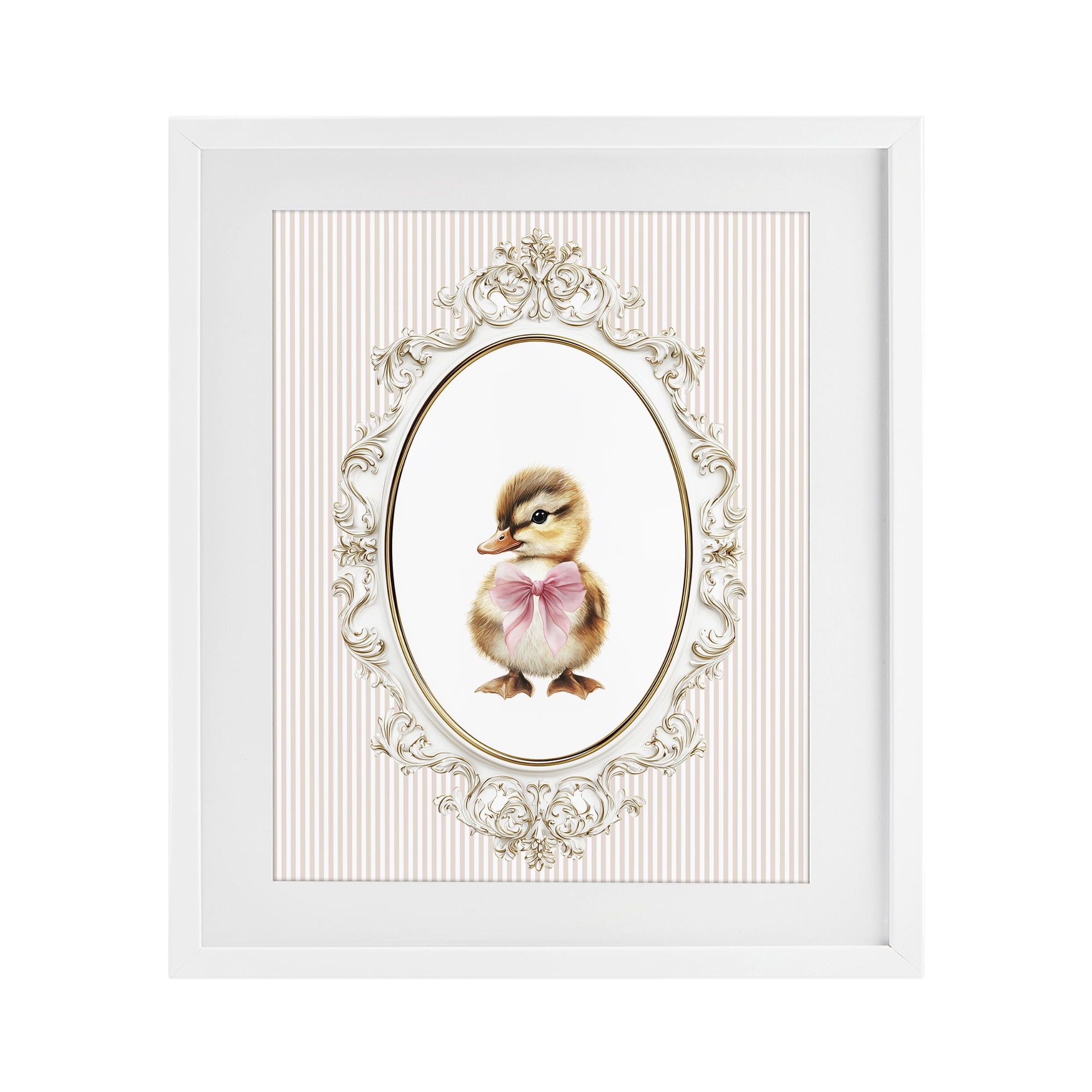 Stupell Industries Spring Gingham Baby Duck White Framed Print Under Glass, design by Christine Simpson Art
