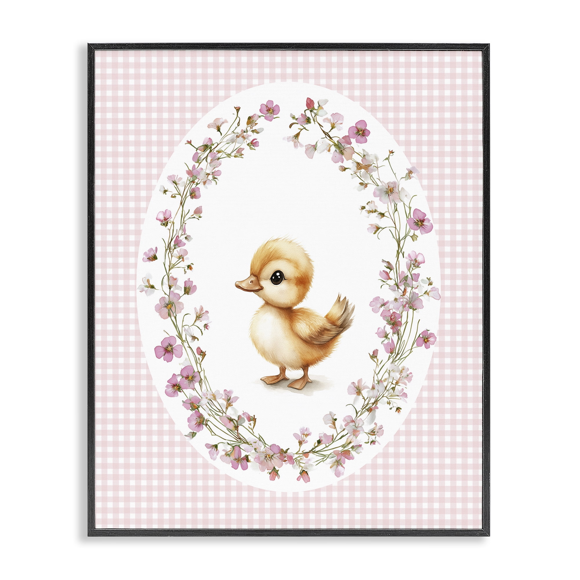 Stupell Industries Spring Gingham Duckling Black Framed Giclee Art, design by Christine Simpson Art