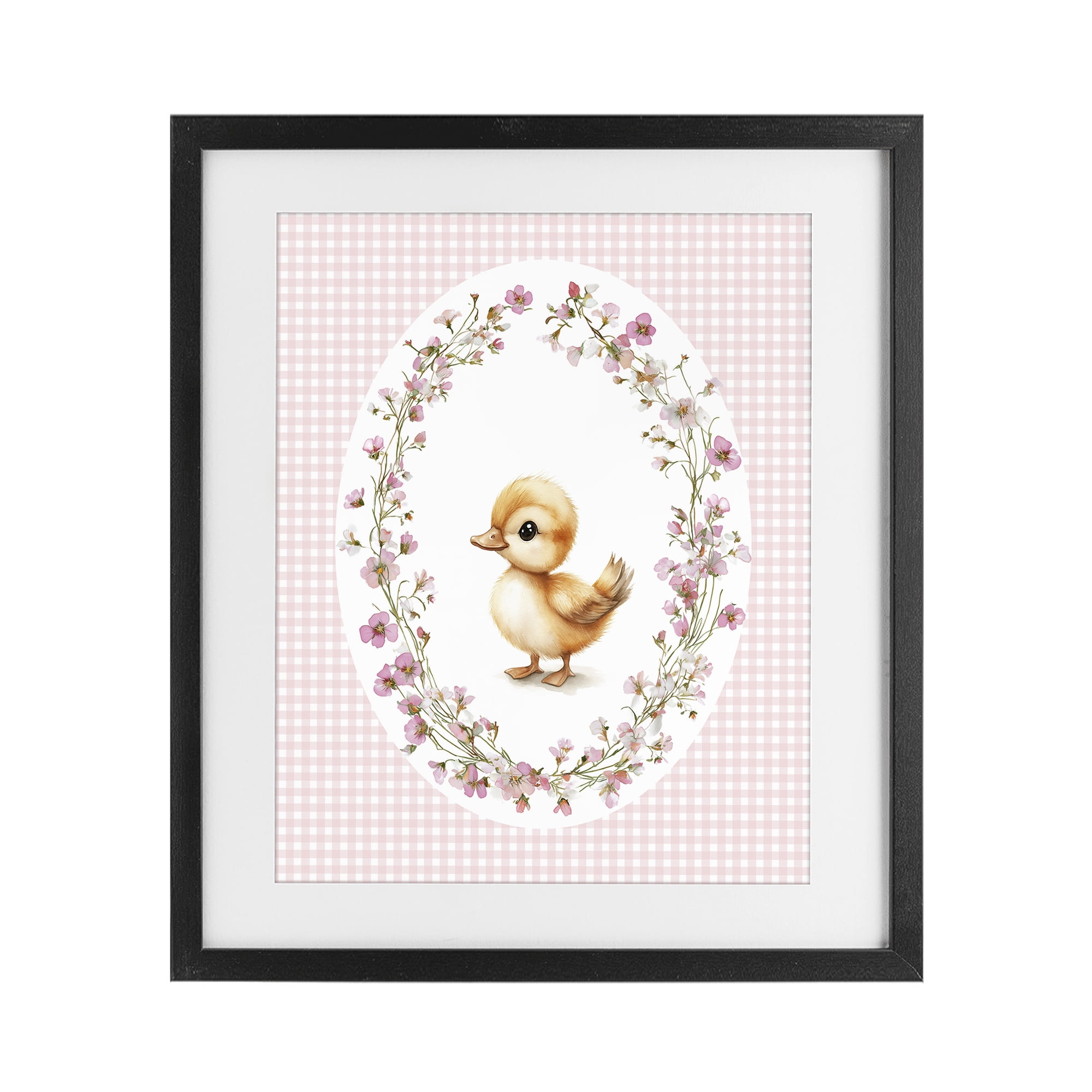 Stupell Industries Spring Gingham Duckling Black Framed Print Under Glass, design by Christine Simpson Art