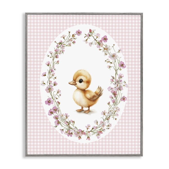 Stupell Industries Cottage Spring Gingham Duckling Gray Framed Giclee Art, 16 x 20, by Christine Simpson Art