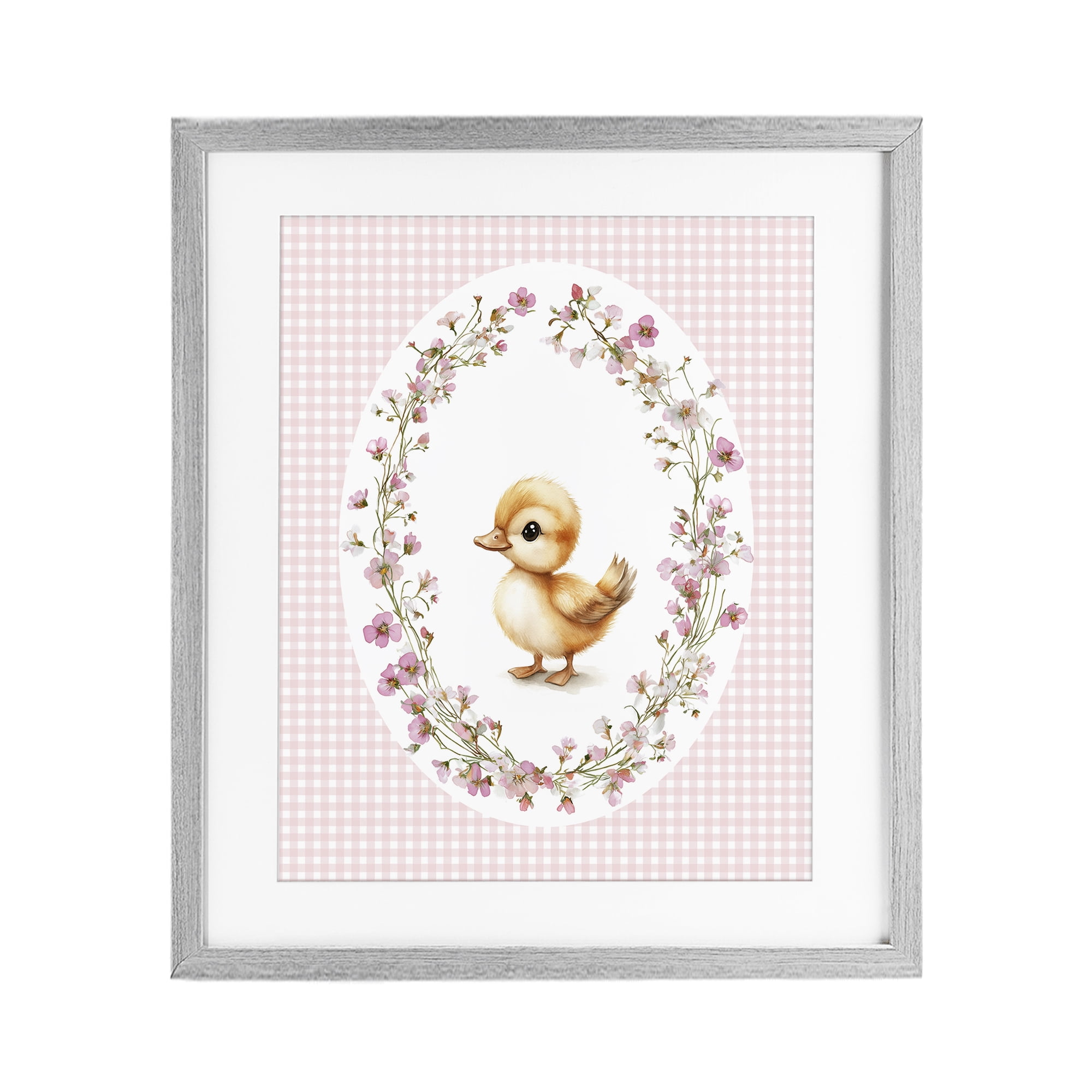 Stupell Industries Spring Gingham Duckling Gray Framed Print Under Glass, design by Christine Simpson Art