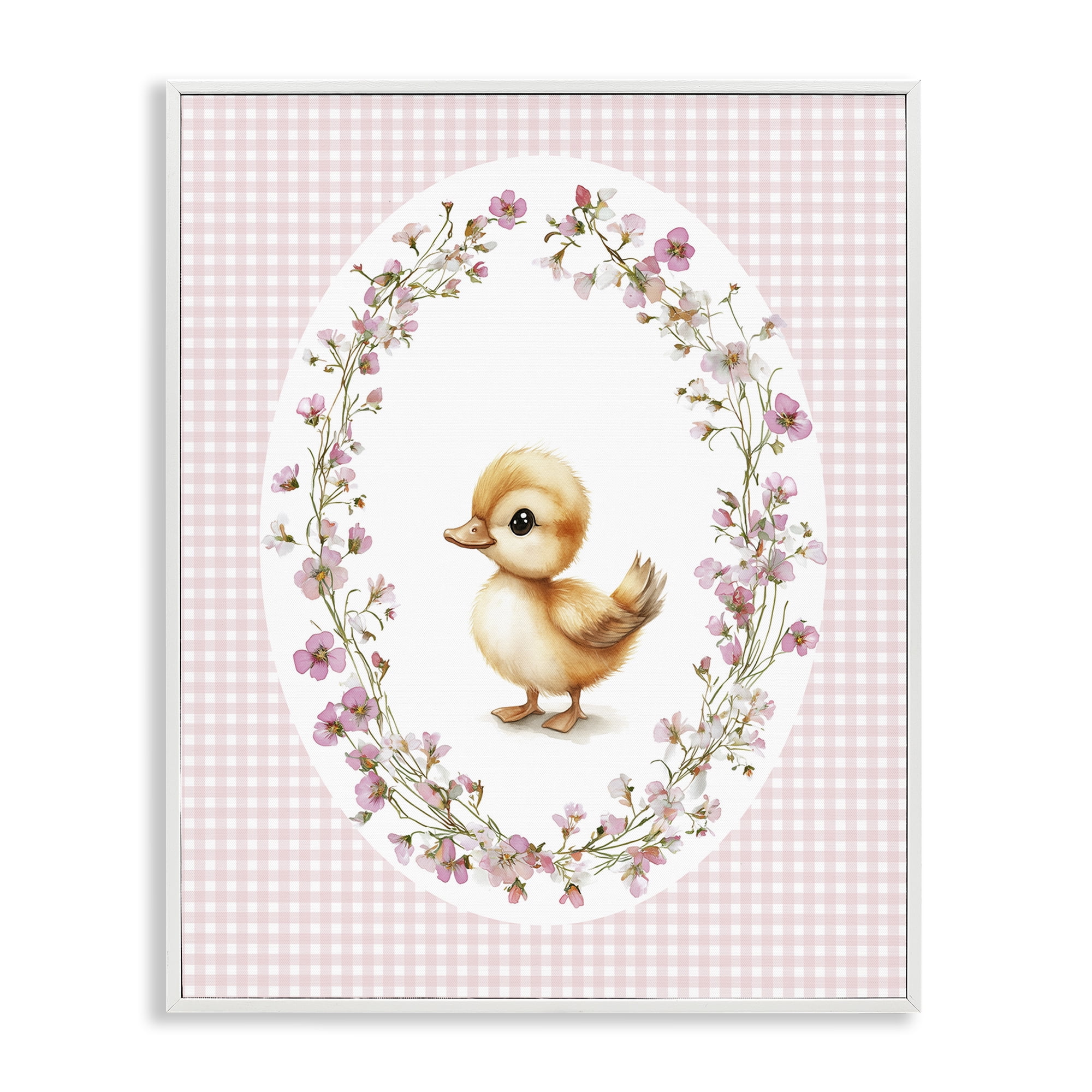 Stupell Industries Spring Gingham Duckling White Framed Giclee Art, design by Christine Simpson Art