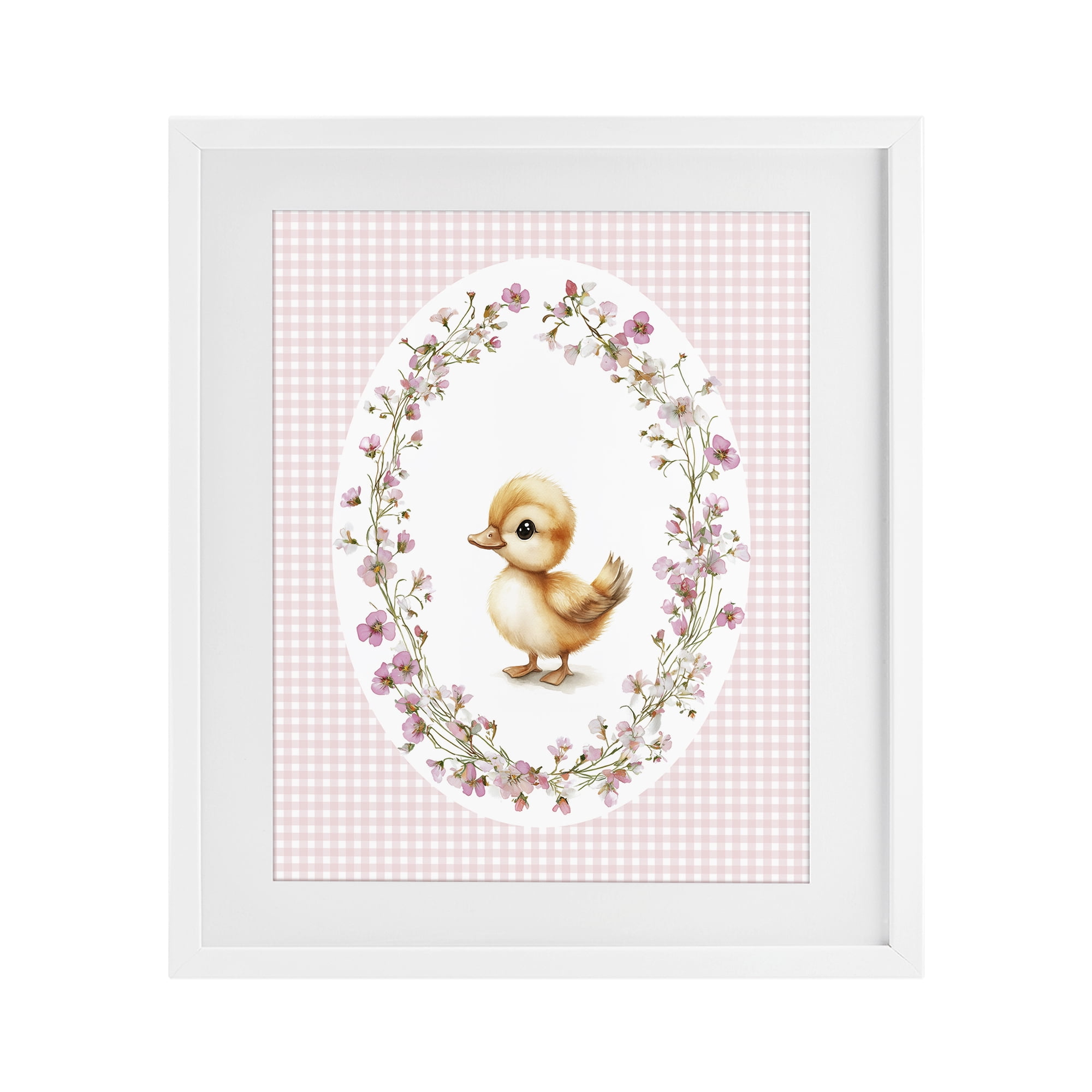 Stupell Industries Spring Gingham Duckling White Framed Print Under Glass, design by Christine Simpson Art