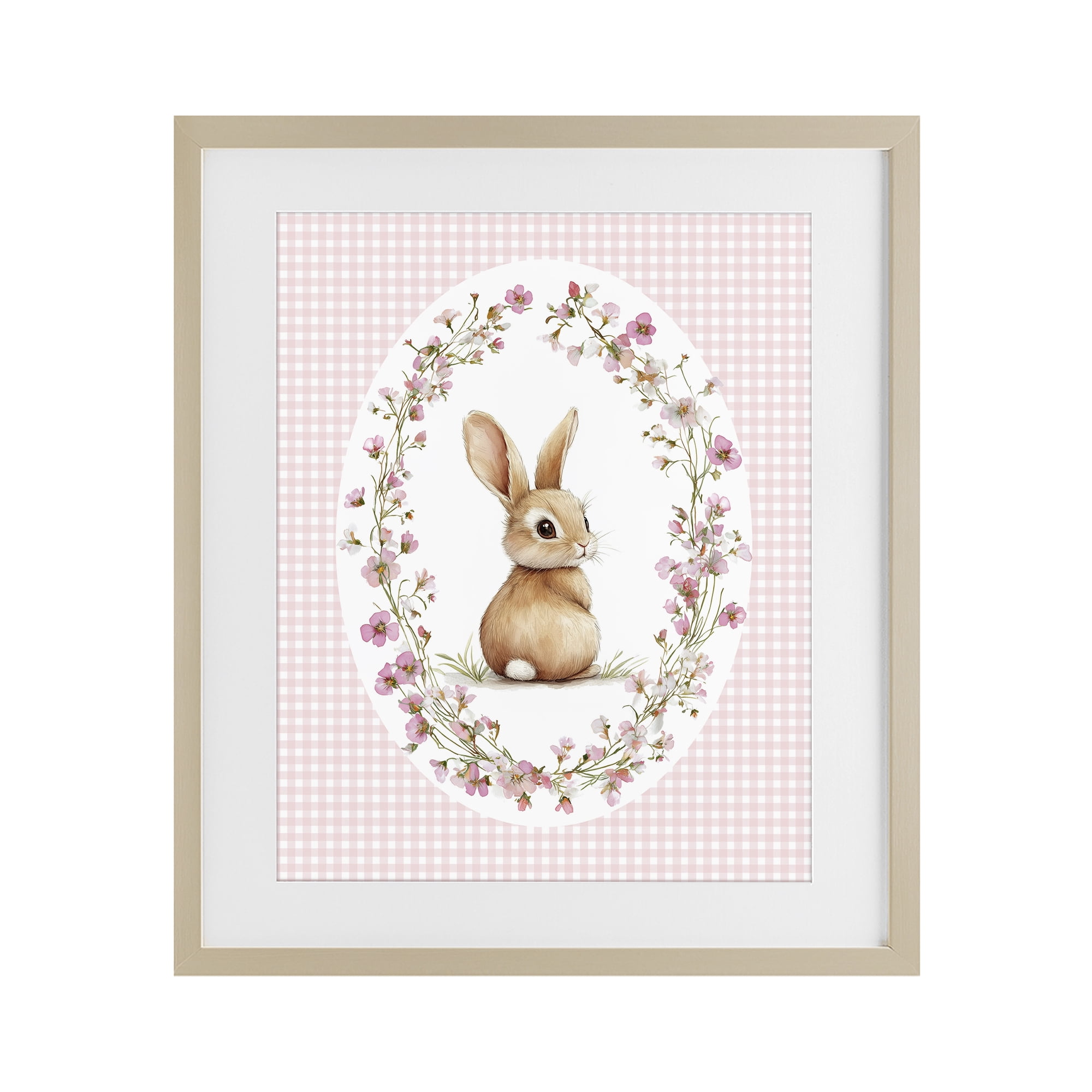 Stupell Industries Spring Gingham Rabbit Birch Framed Print Under Glass, design by Christine Simpson Art