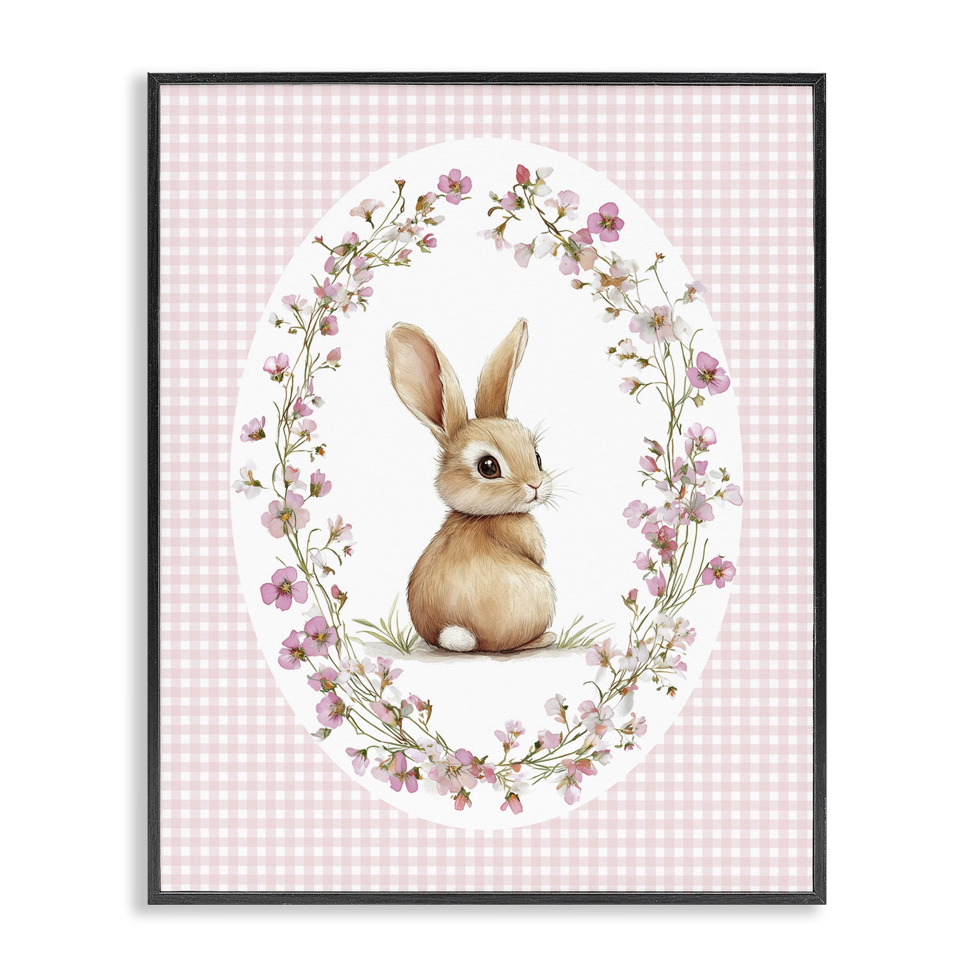 Stupell Industries Spring Gingham Rabbit Black Framed Giclee Art, design by Christine Simpson Art
