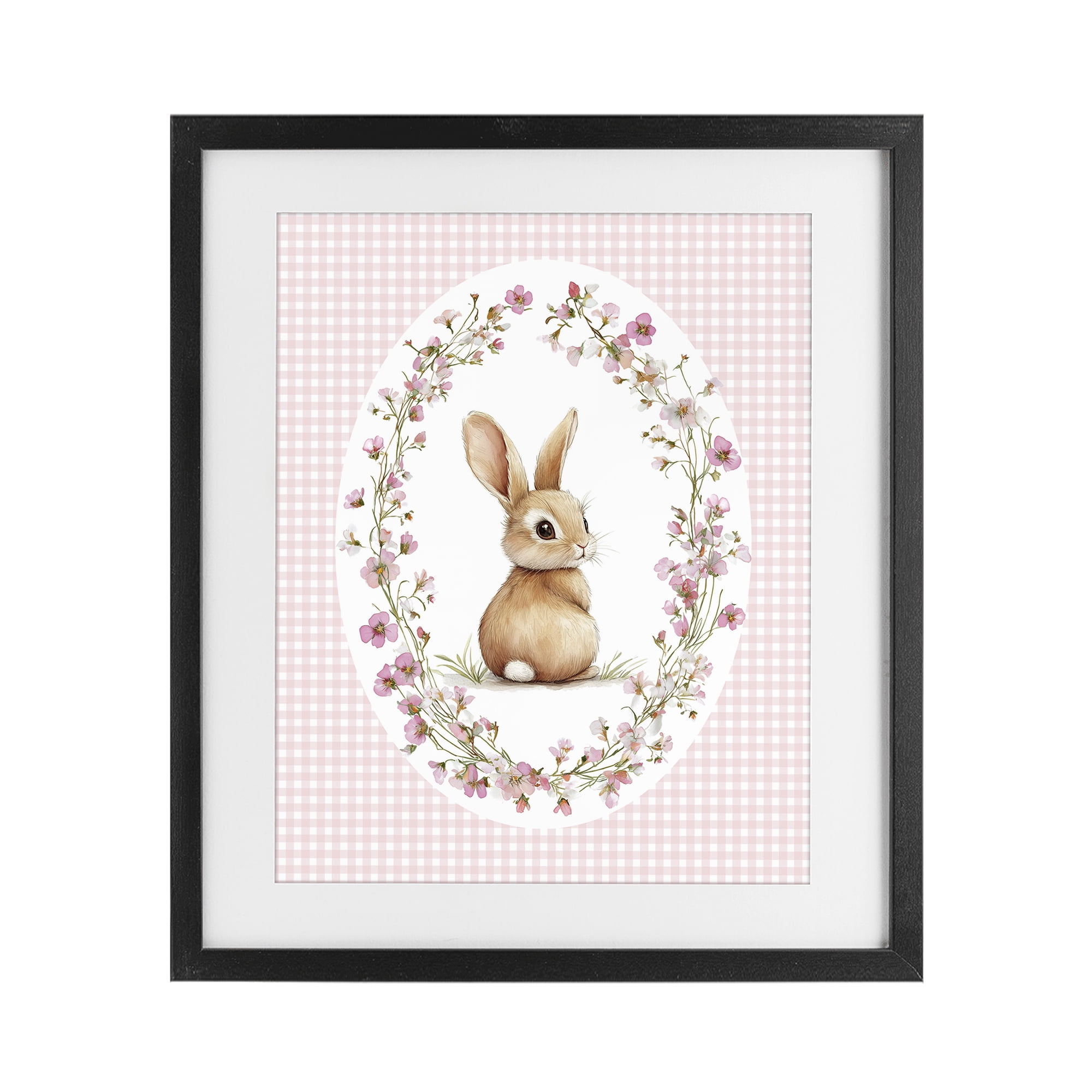 Stupell Industries Spring Gingham Rabbit Black Framed Print Under Glass, design by Christine Simpson Art