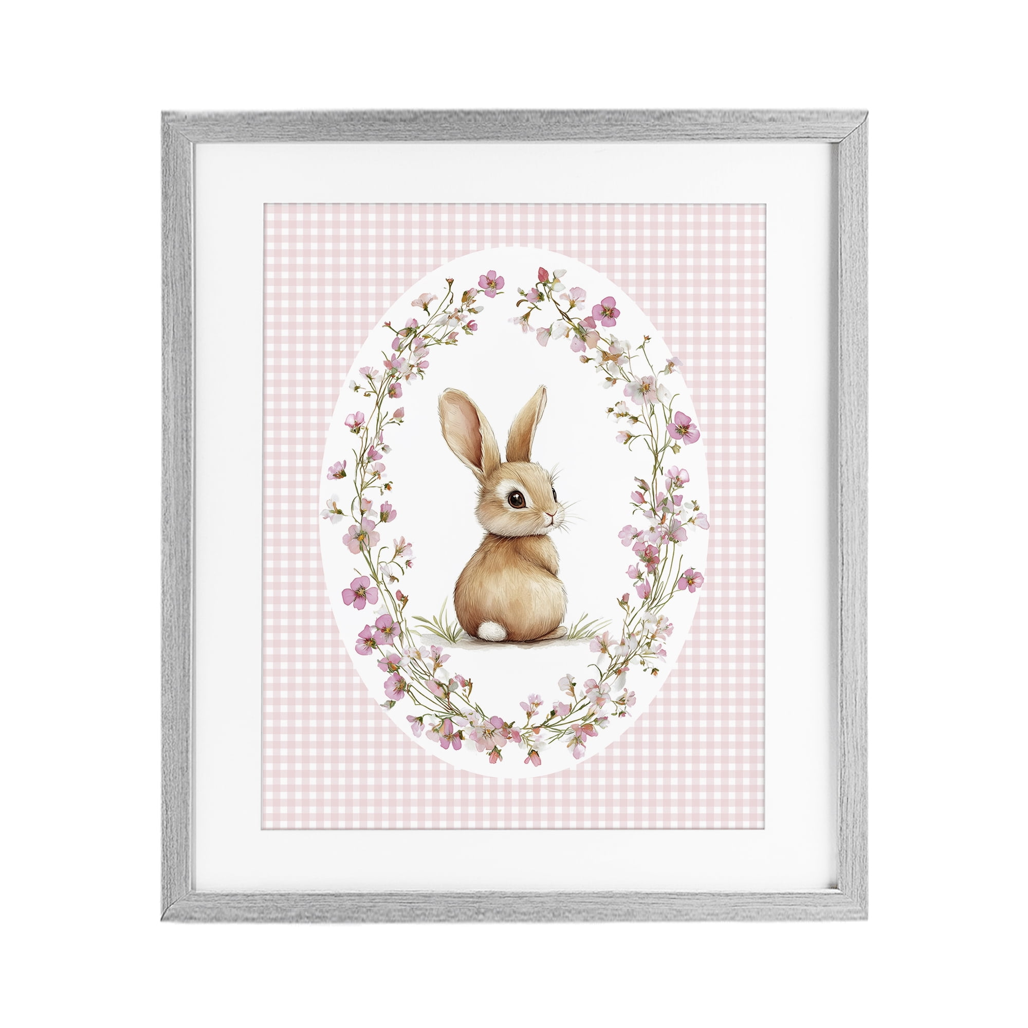Stupell Industries Spring Gingham Rabbit Gray Framed Print Under Glass, design by Christine Simpson Art
