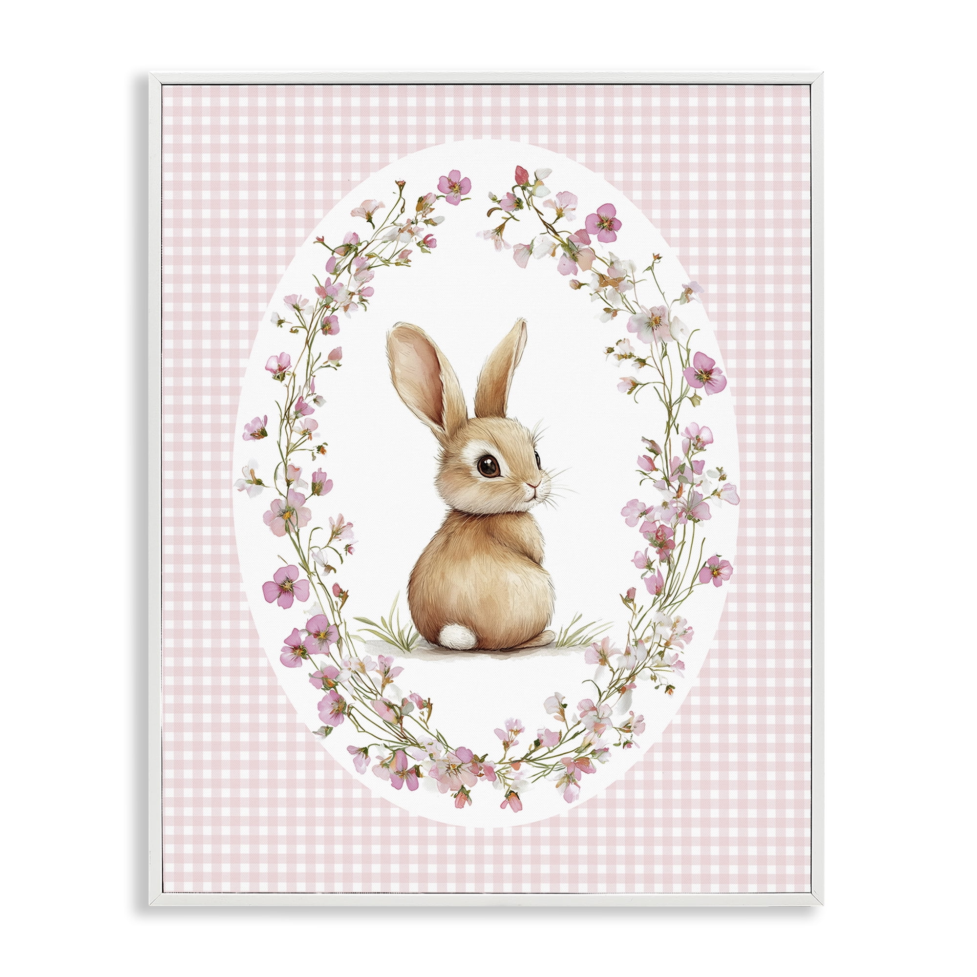 Stupell Industries Spring Gingham Rabbit White Framed Giclee Art, design by Christine Simpson Art