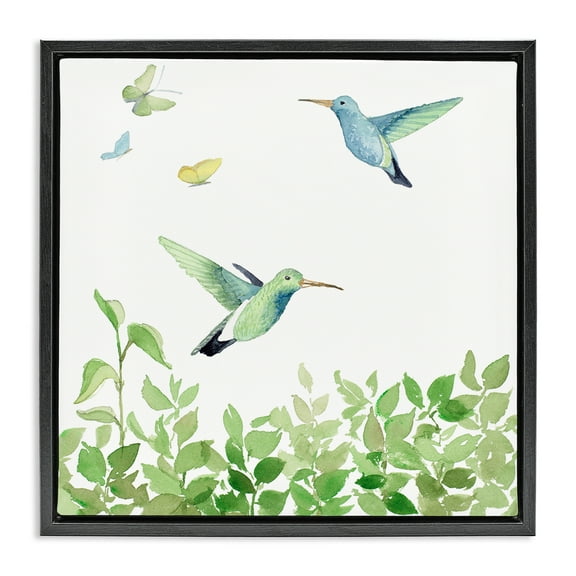 Stupell Industries Spring Hummingbirds Scene Animals & Insects Painting Black Floater Framed Canvas Art Print Wall Art, 18 x 18