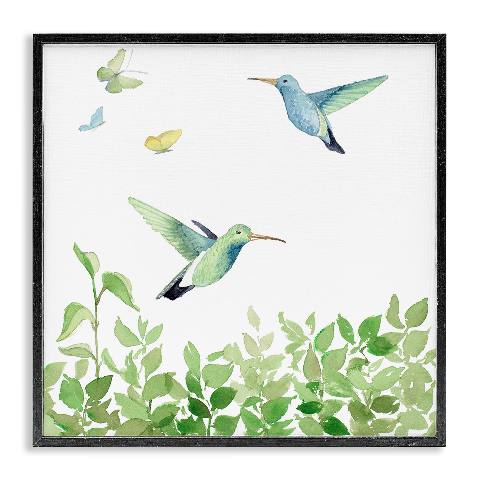 Stupell Industries Spring Hummingbirds Scene Animals & Insects Painting Black Framed Art Print Wall Art, 24 x 24