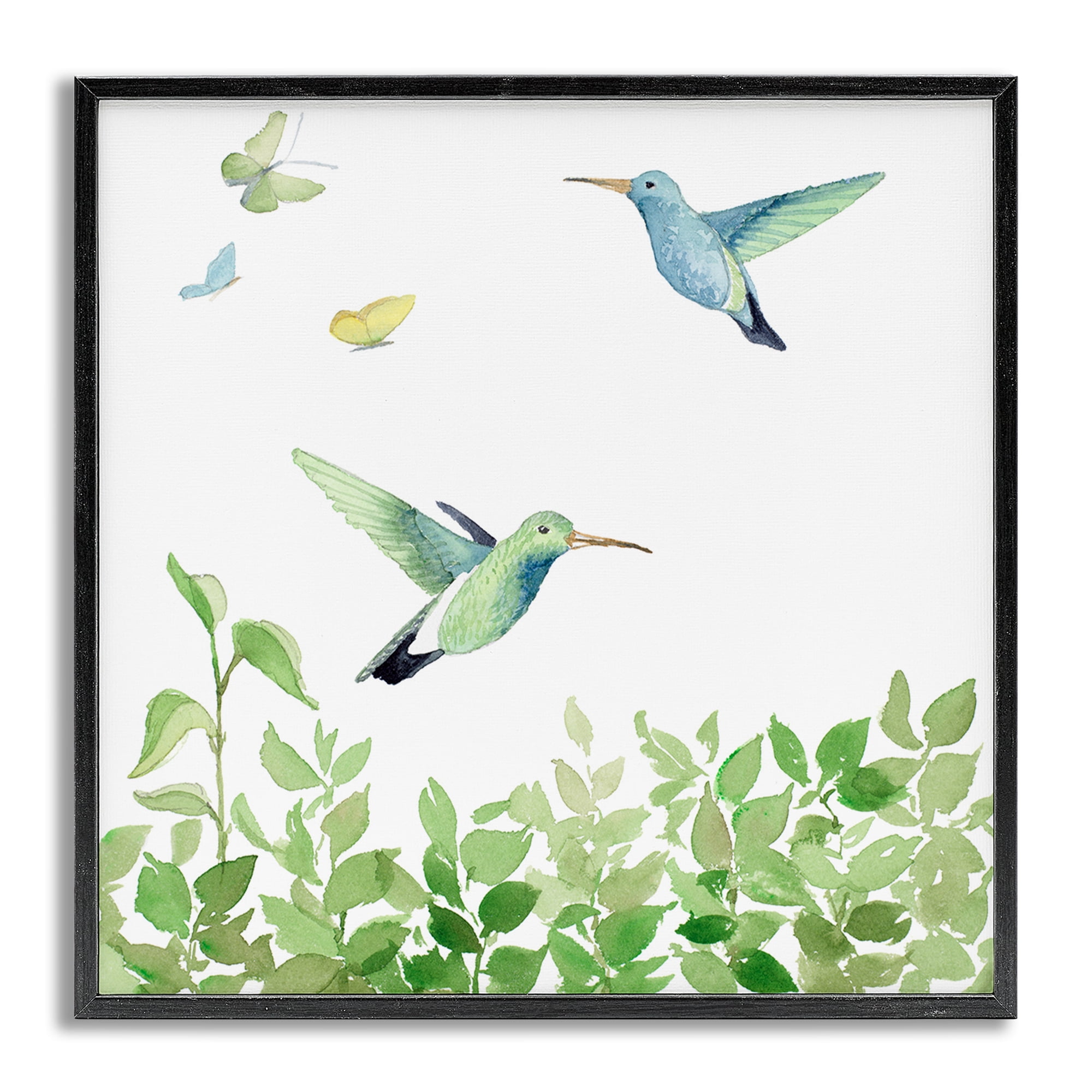 Stupell Industries Spring Hummingbirds Scene Animals & Insects Painting Gray Framed Art Print Wall Art, 24 x 24
