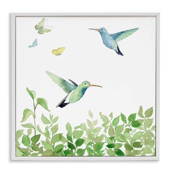 Stupell Industries Spring Hummingbirds Scene Animals & Insects Painting White Framed Art Print Wall Art, 12 x 12