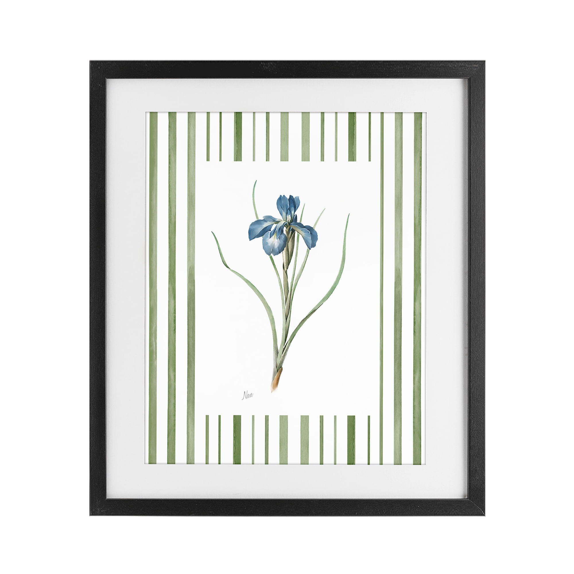 Stupell Industries Spring Iris And Stripes Black Framed Print Under Glass, design by Nan