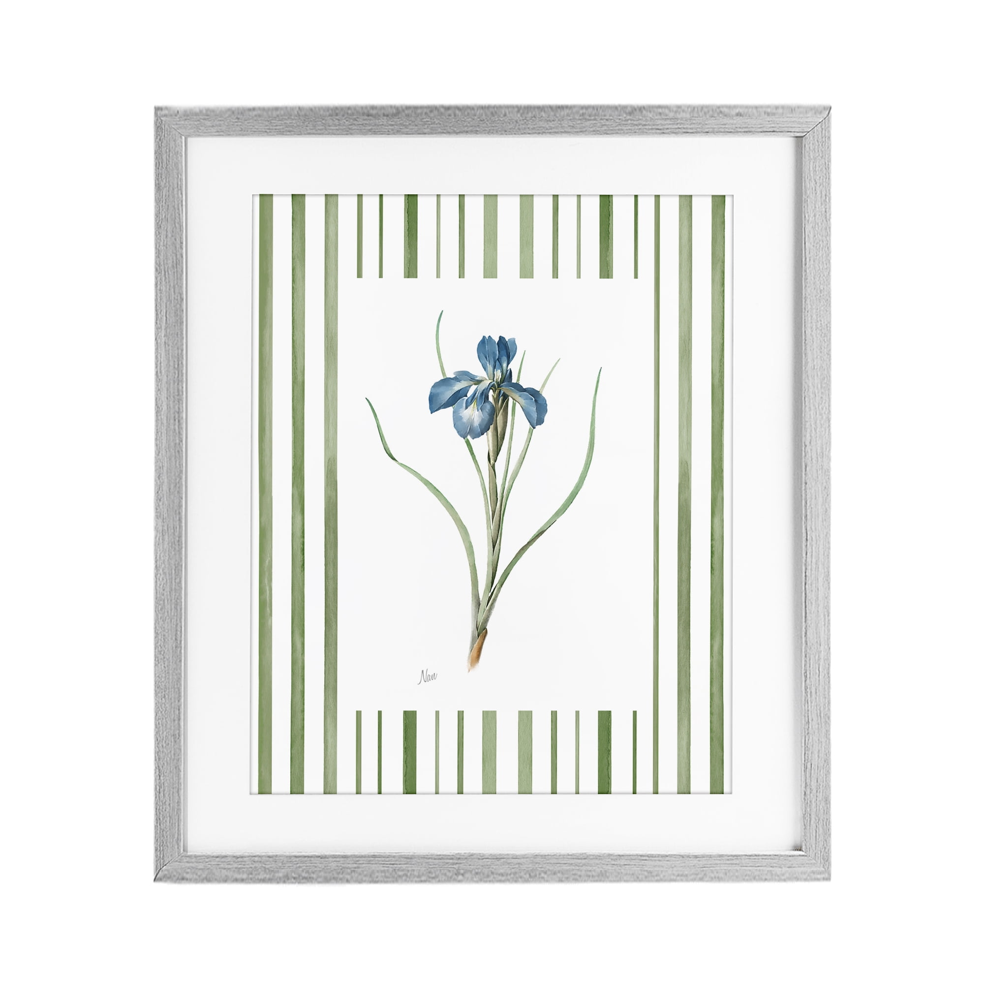 Stupell Industries Spring Iris And Stripes Gray Framed Print Under Glass, design by Nan