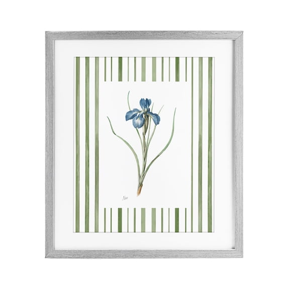 Stupell Industries Traditional Spring Iris And Stripes Gray Framed Print Under Glass, 17 x 21, by Nan