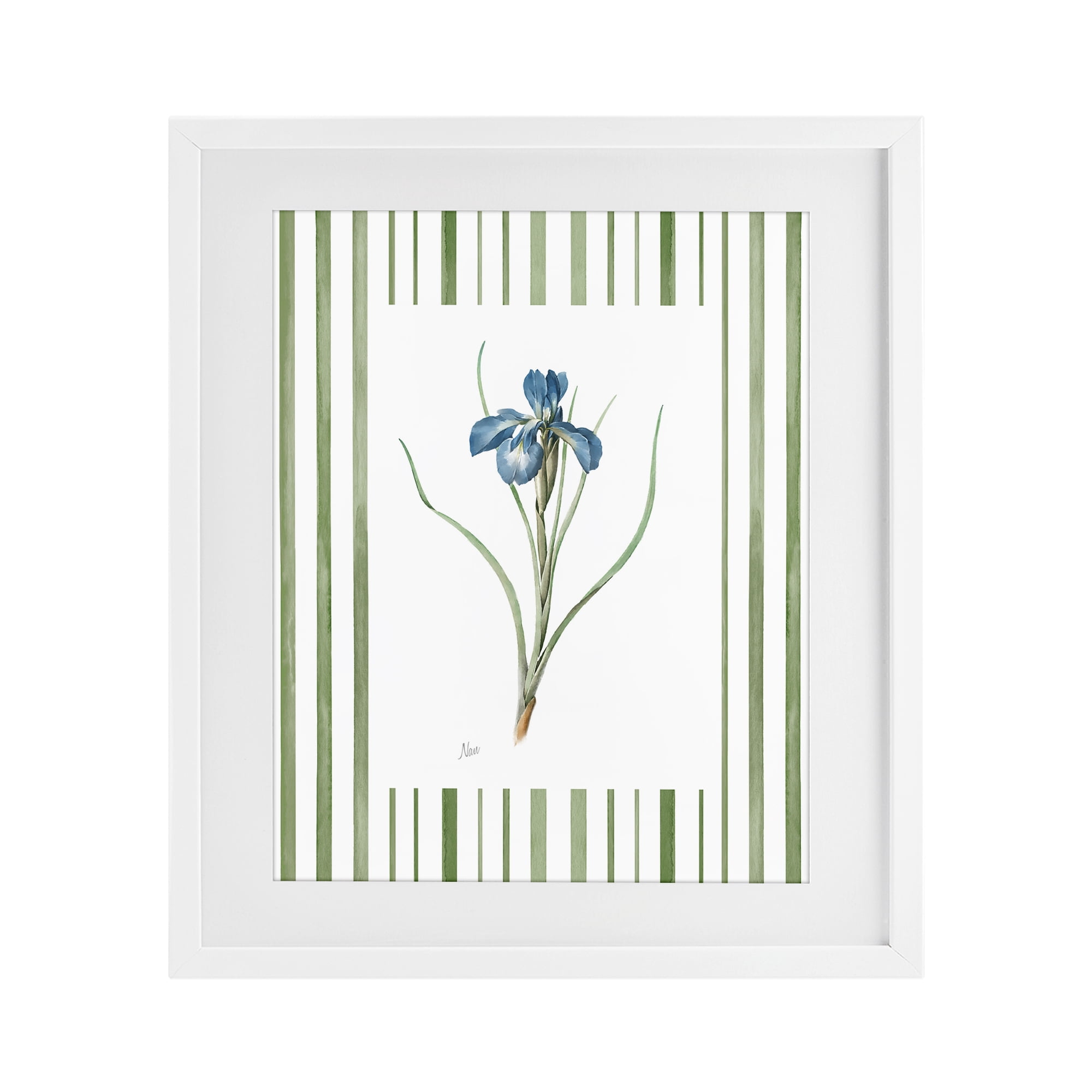 Stupell Industries Spring Iris And Stripes White Framed Print Under Glass, design by Nan