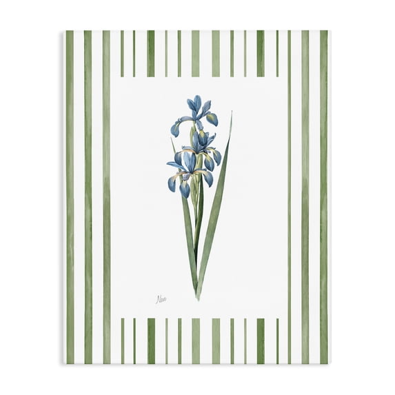 Stupell Industries Farmhouse Spring Irises with Stripes Canvas Art, 16 x 20, by Nan