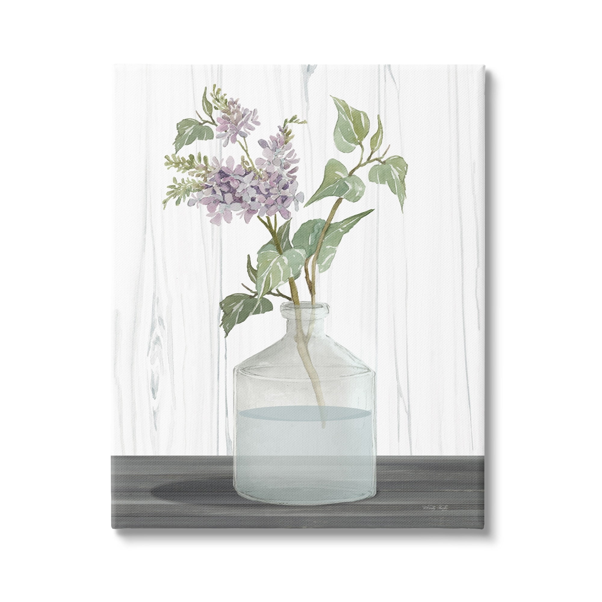 Stupell Industries Spring Lilac Sprig Quaint Country Florals Glass Jar,24 x 30, Design by Cindy Jacobs