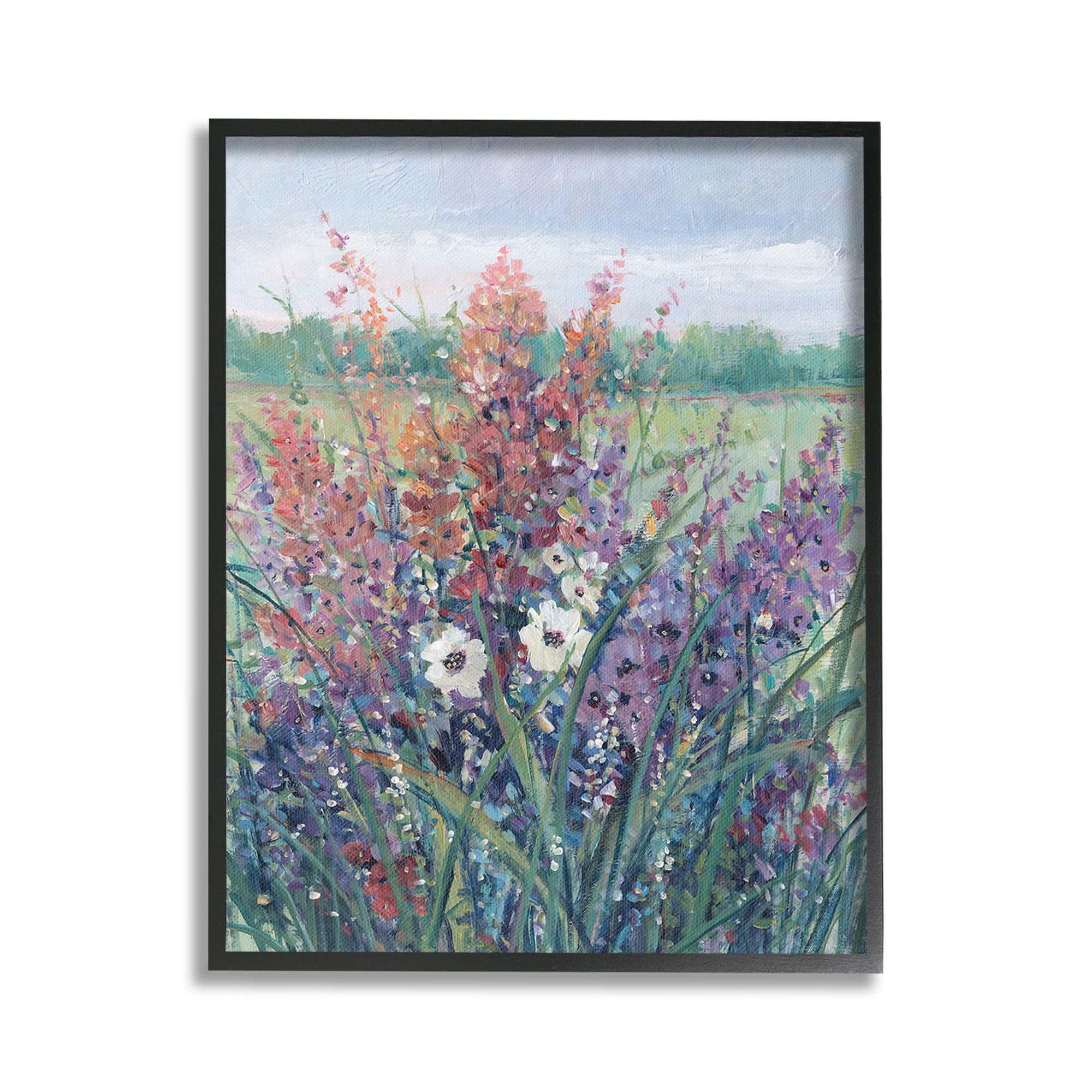 Stupell Industries Spring Meadow Florals Botanical & Floral Painting Black Framed Art Print Wall Art, 16 x 20