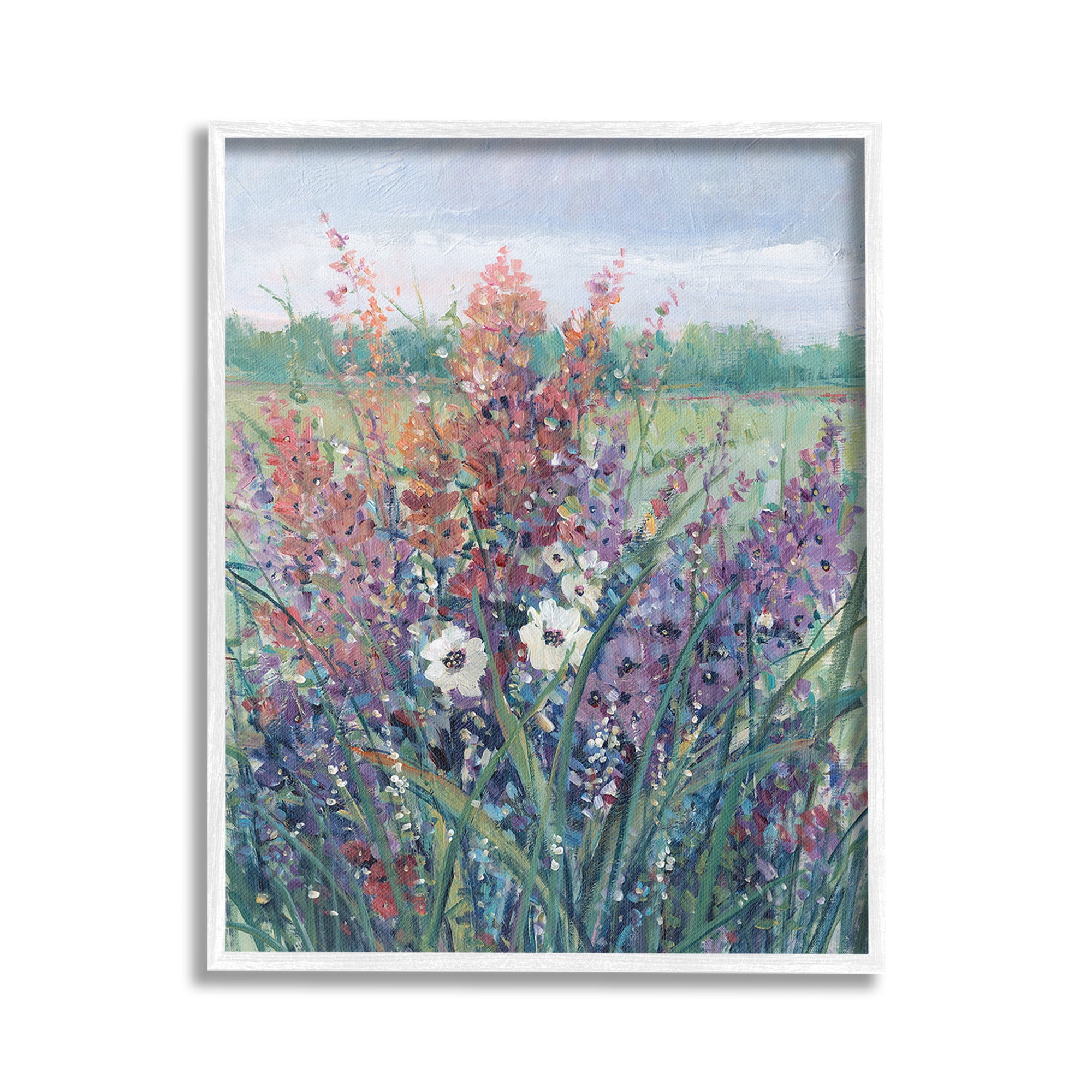 Stupell Industries Spring Meadow Florals Botanical & Floral Painting White Framed Art Print Wall Art, 16 x 20