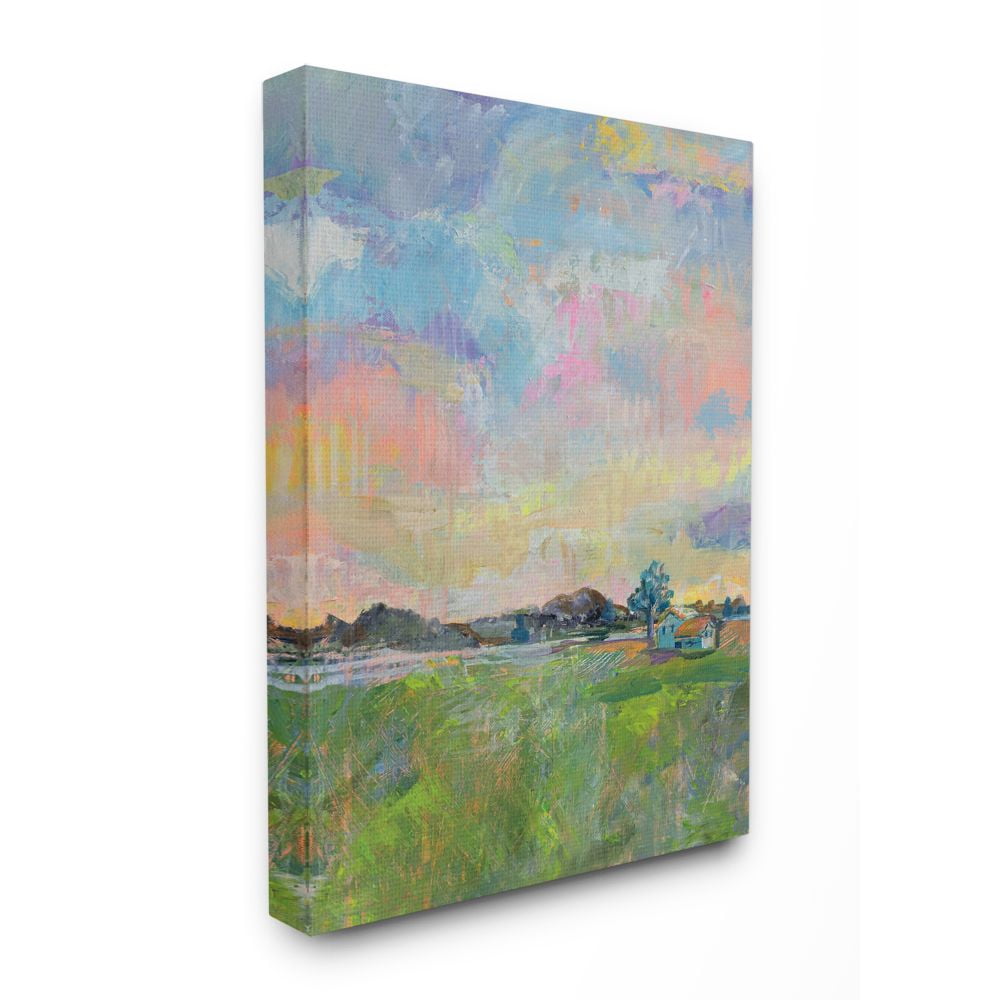 Stupell Industries Spring Meadow Sky with Field House Pastel Painting Canvas Wall Art Design by Jeanette Vertentes, 30" x 40"