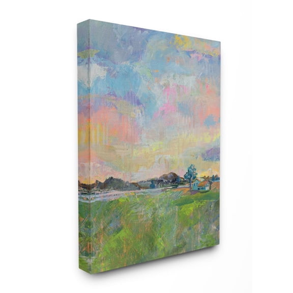 Stupell Industries Spring Meadow Sky with Field House Pastel Painting Canvas Wall Art Design by Jeanette Vertentes, 30" x 40"