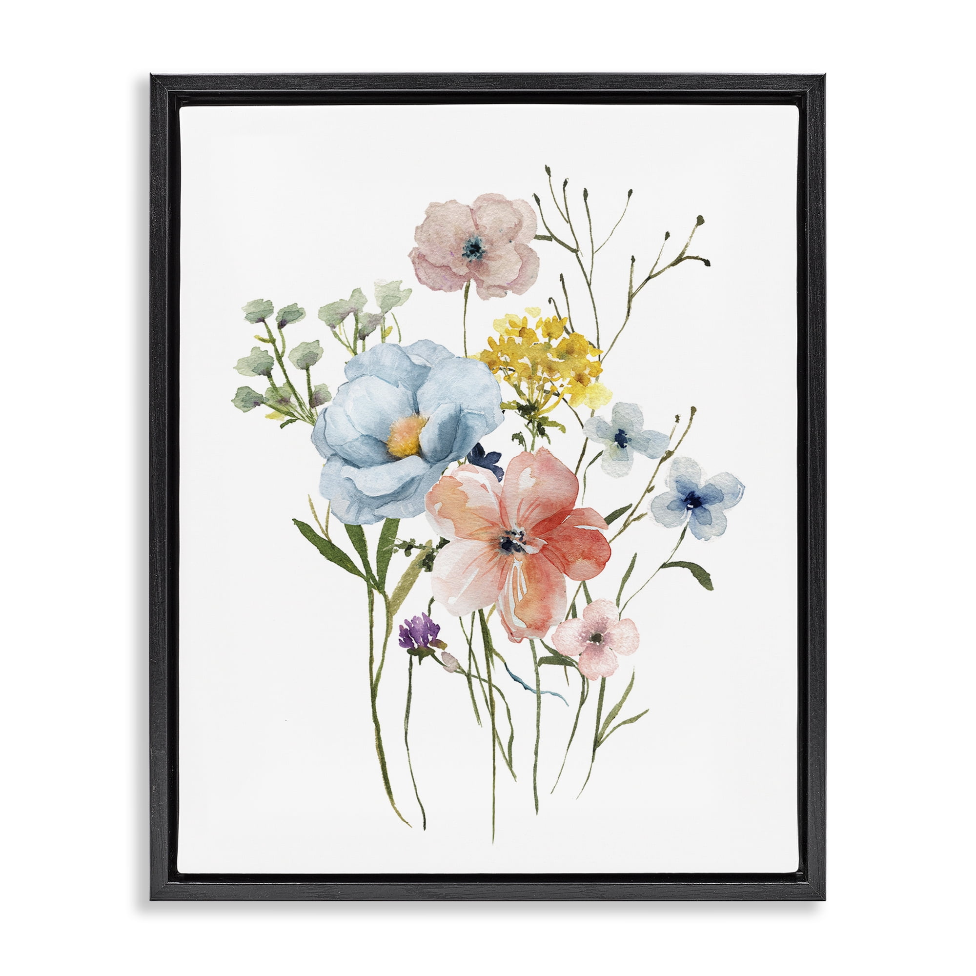 Stupell Industries Spring Meadow Wild Flowers Black Framed Floater Canvas Wall Art, design by Livi Finn