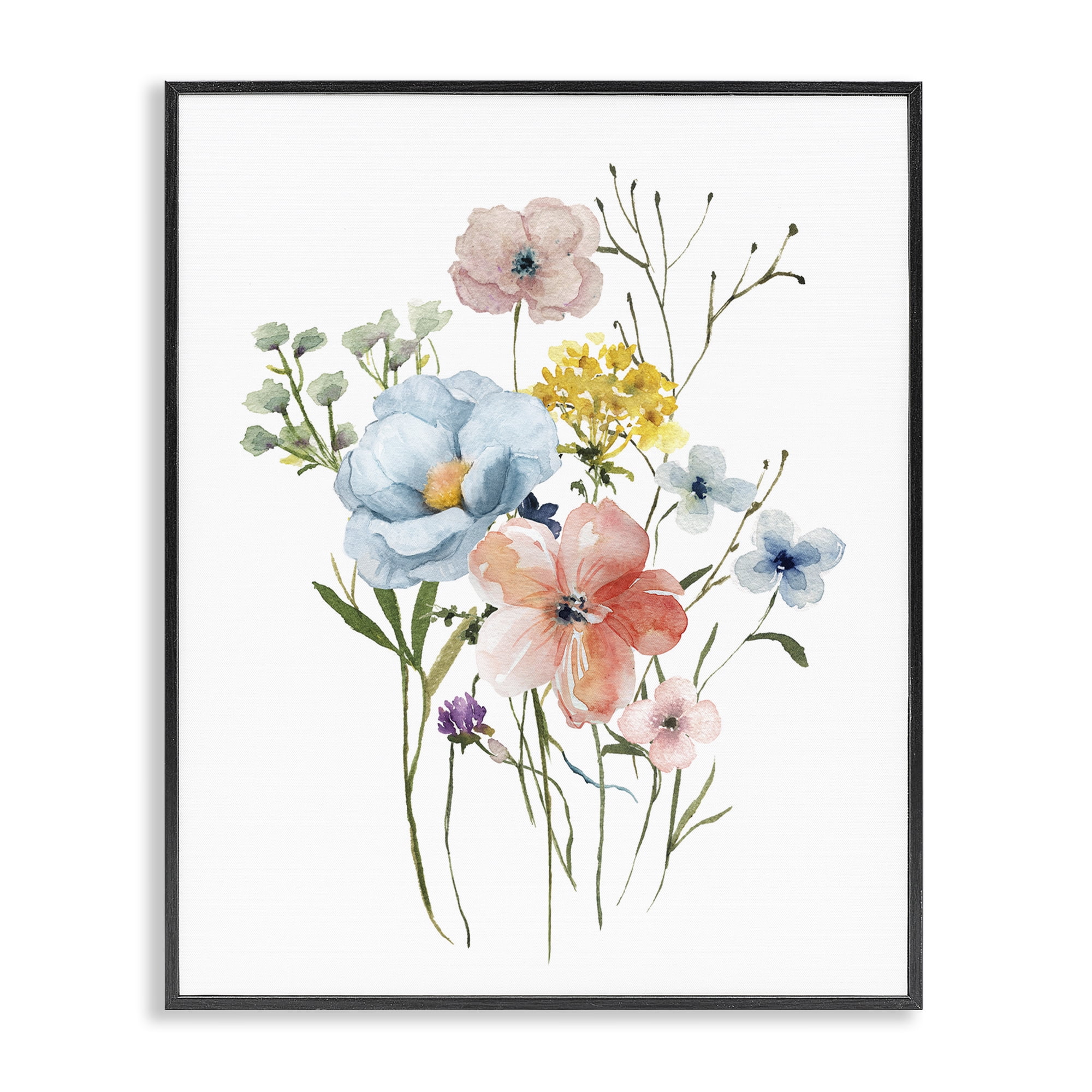 Stupell Industries Spring Meadow Wild Flowers Black Framed Giclee Art, design by Livi Finn