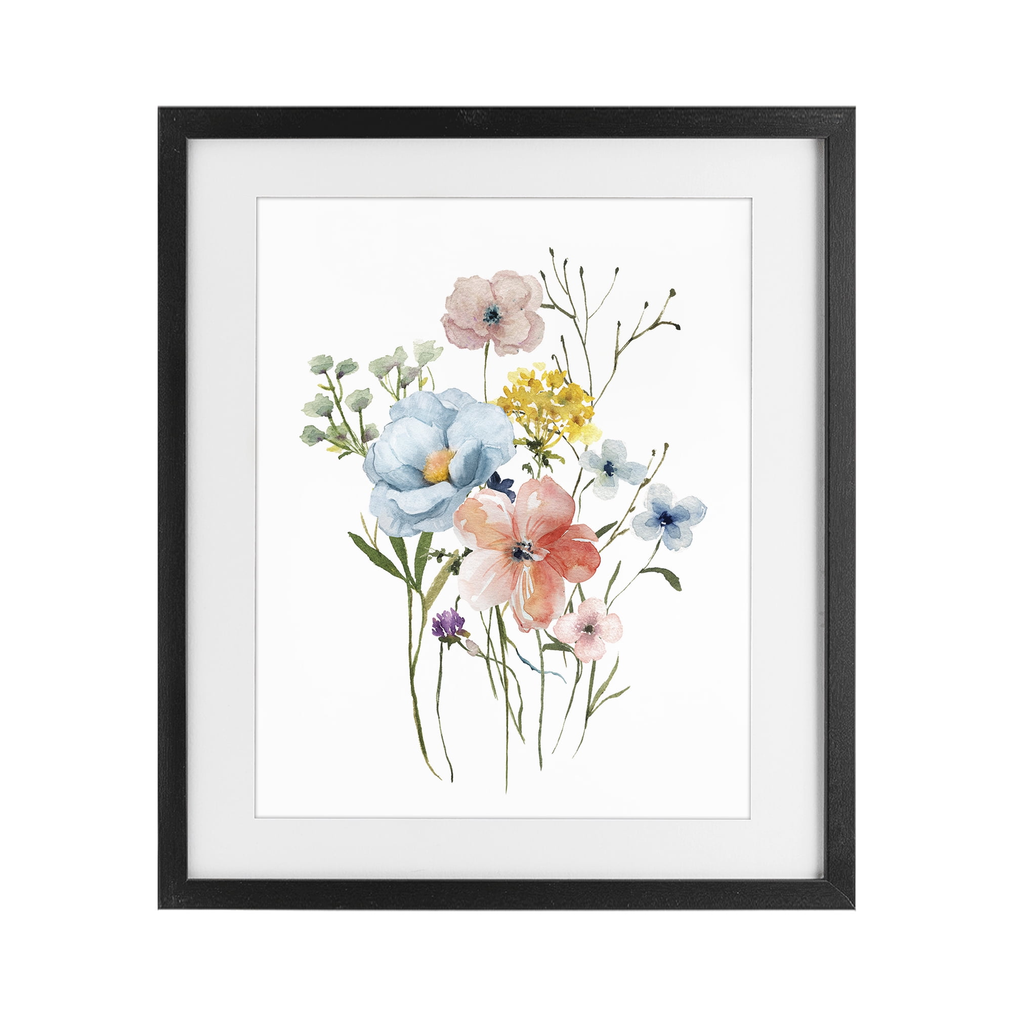 Stupell Industries Spring Meadow Wild Flowers Black Framed Print Under Glass, design by Livi Finn