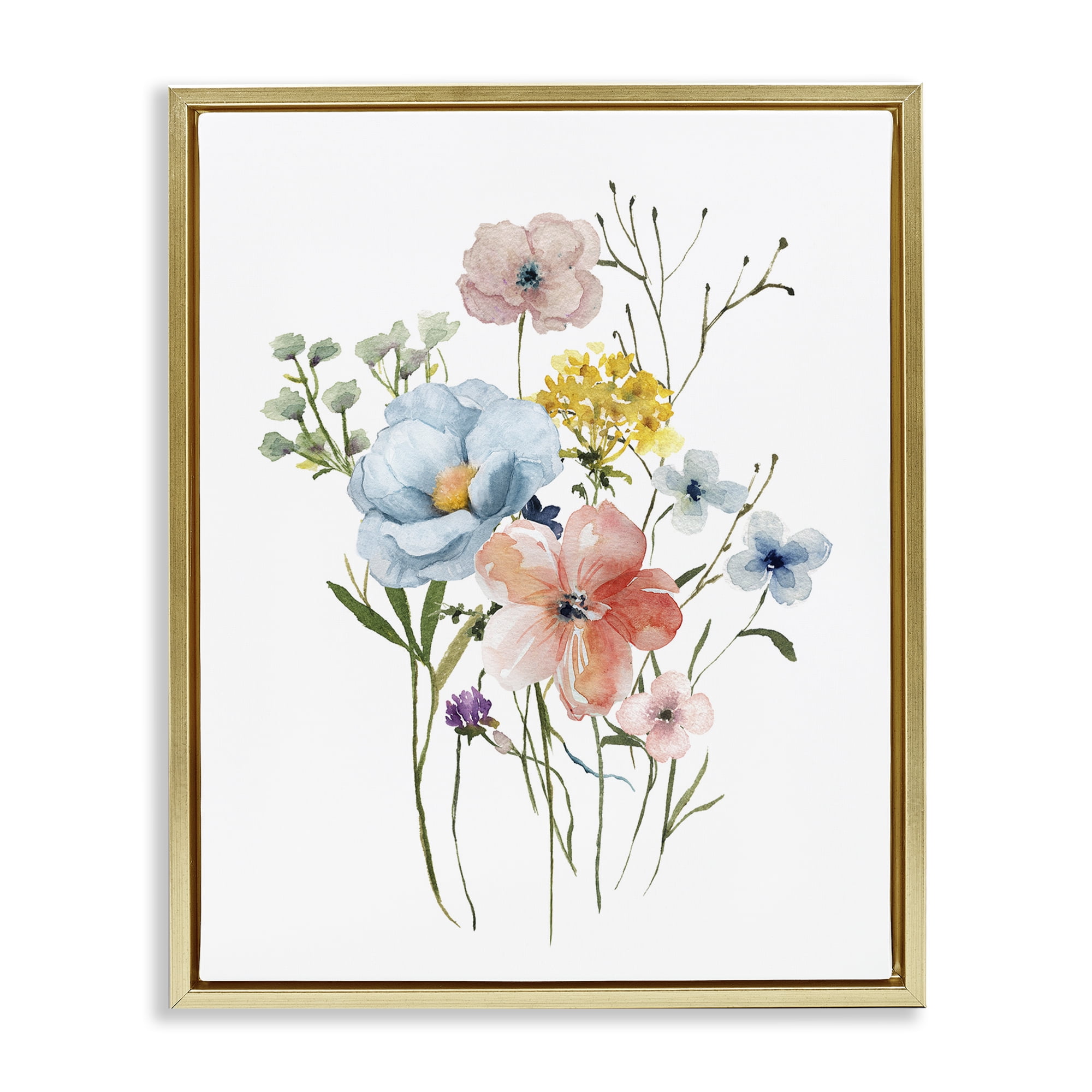 Stupell Industries Spring Meadow Wild Flowers Gold Framed Floater Canvas Wall Art, design by Livi Finn