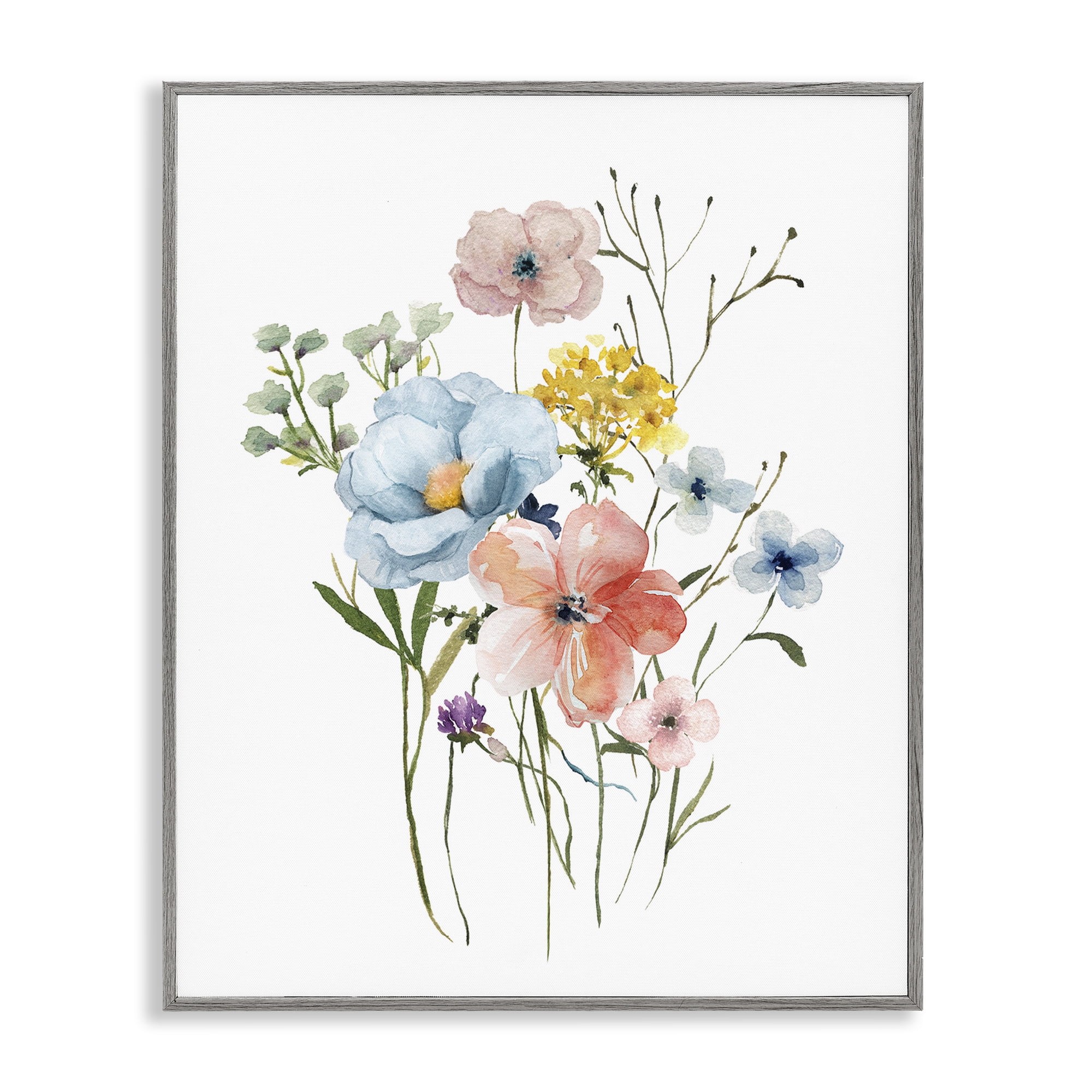 Stupell Industries Spring Meadow Wild Flowers Gray Framed Giclee Art, design by Livi Finn