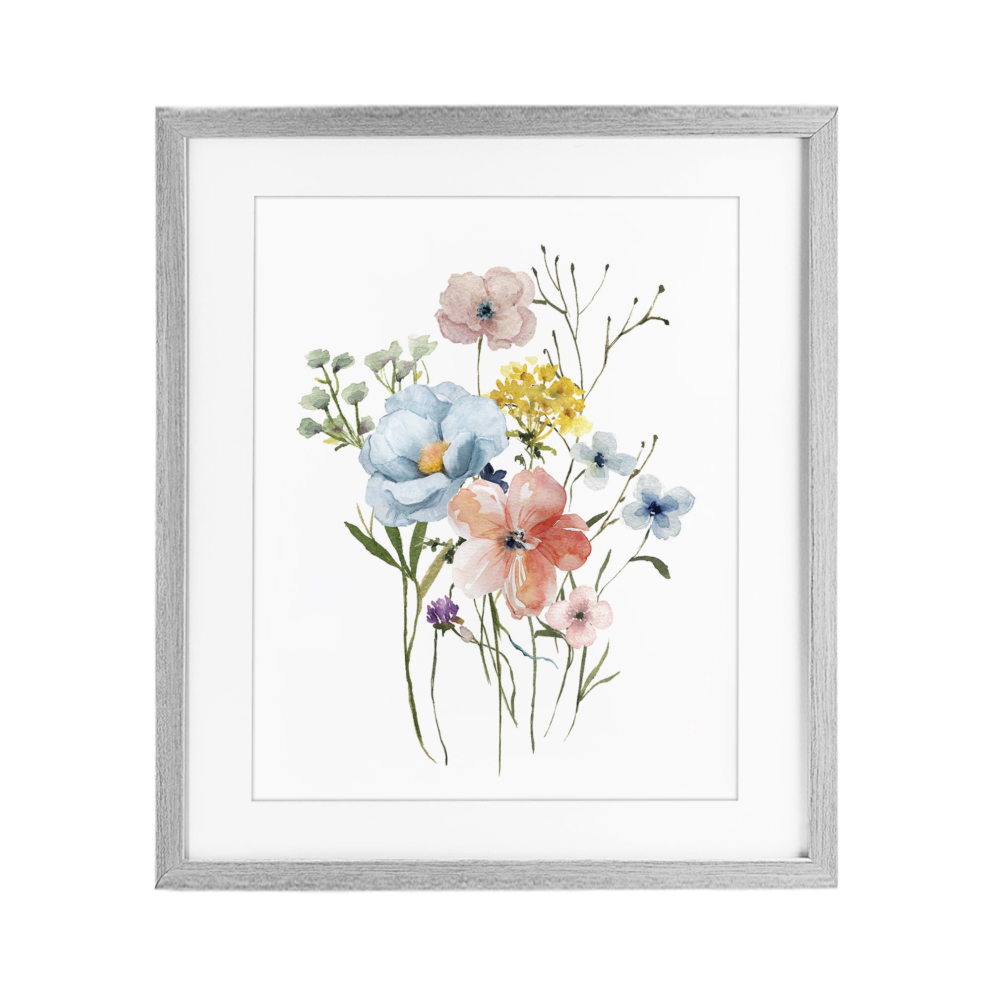 Stupell Industries Spring Meadow Wild Flowers Gray Framed Print Under Glass, design by Livi Finn