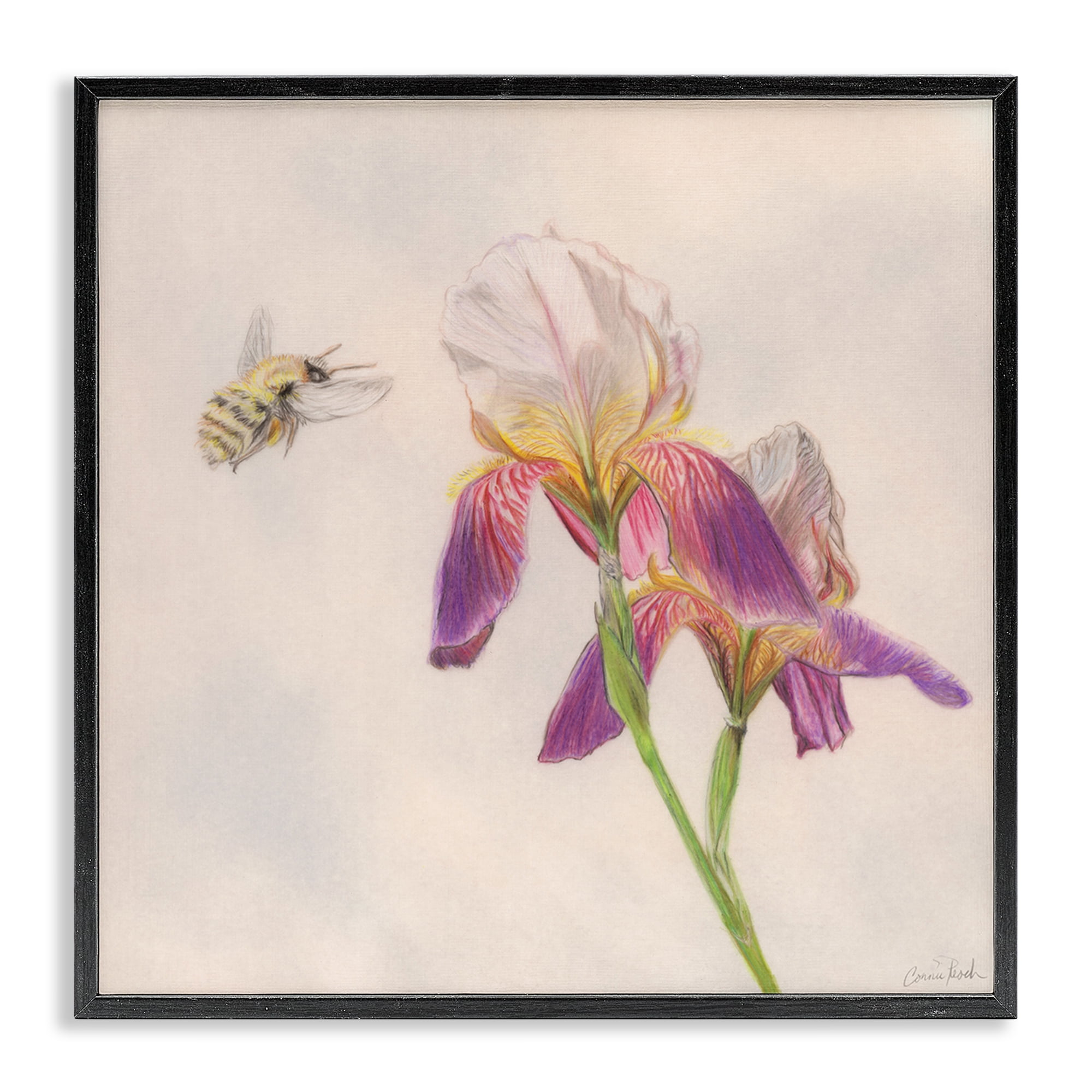 Stupell Industries Spring Offerings Bee Animals & Insects Painting Black Framed Art Print Wall Art, 24 x 24