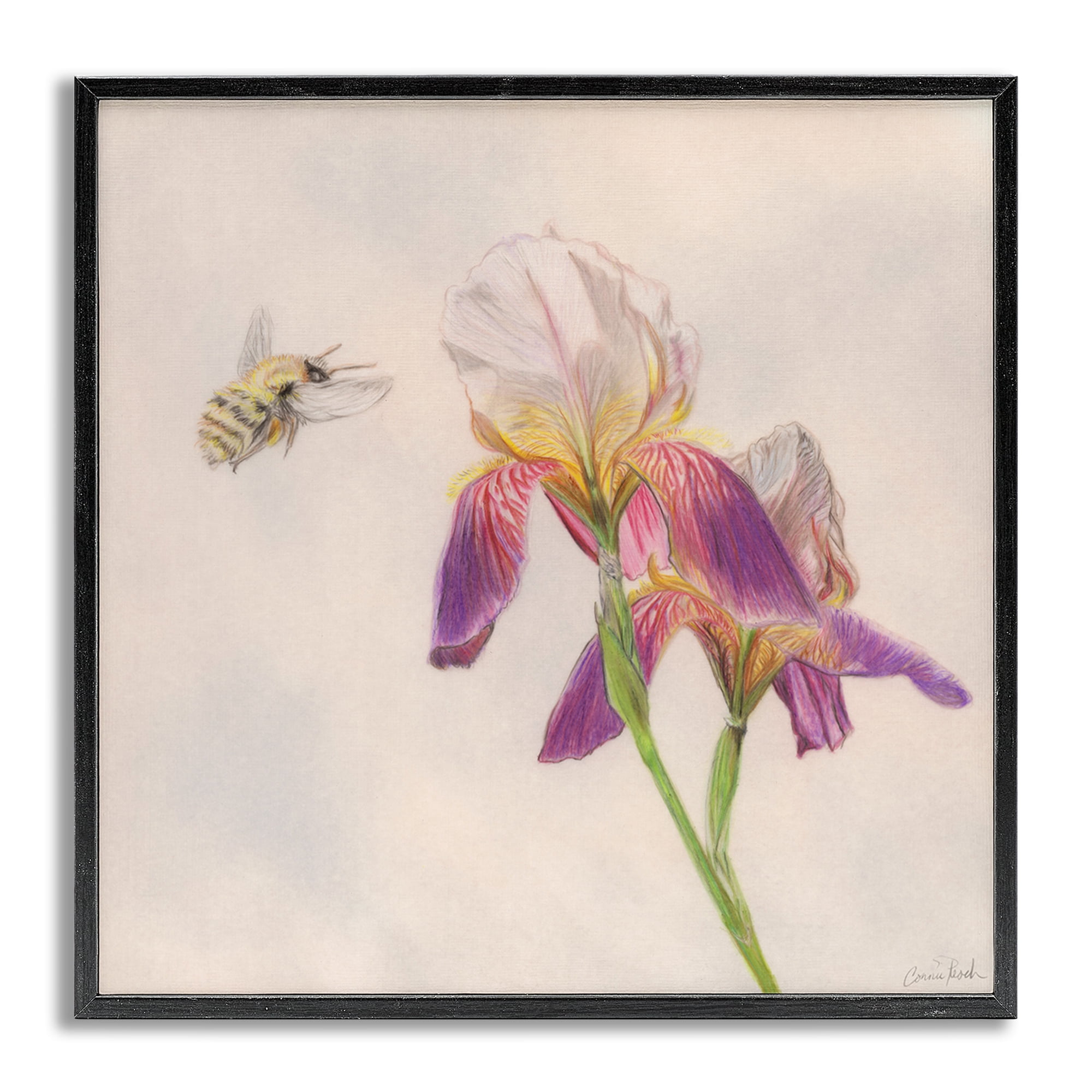 Stupell Industries Spring Offerings Bee Animals & Insects Painting Gray Framed Art Print Wall Art, 17 x 17