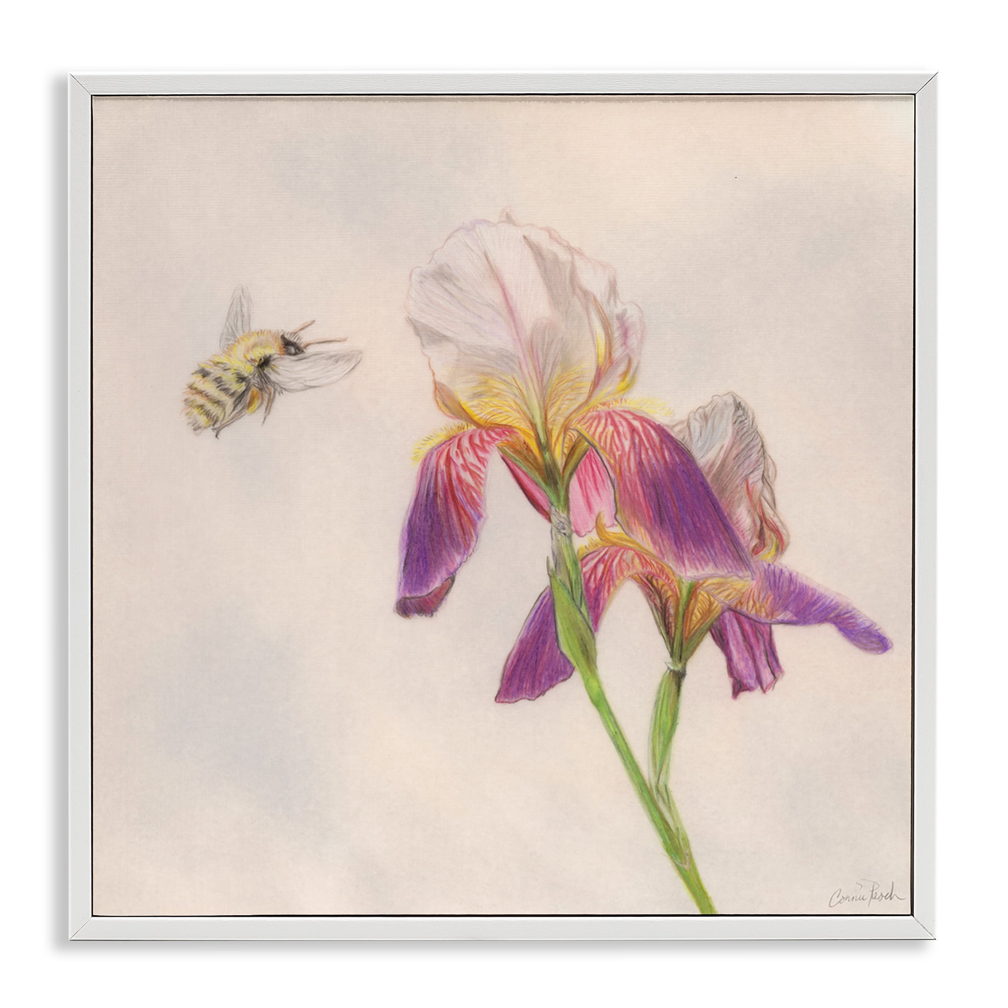 Stupell Industries Spring Offerings Bee Animals & Insects Painting White Framed Art Print Wall Art, 24 x 24
