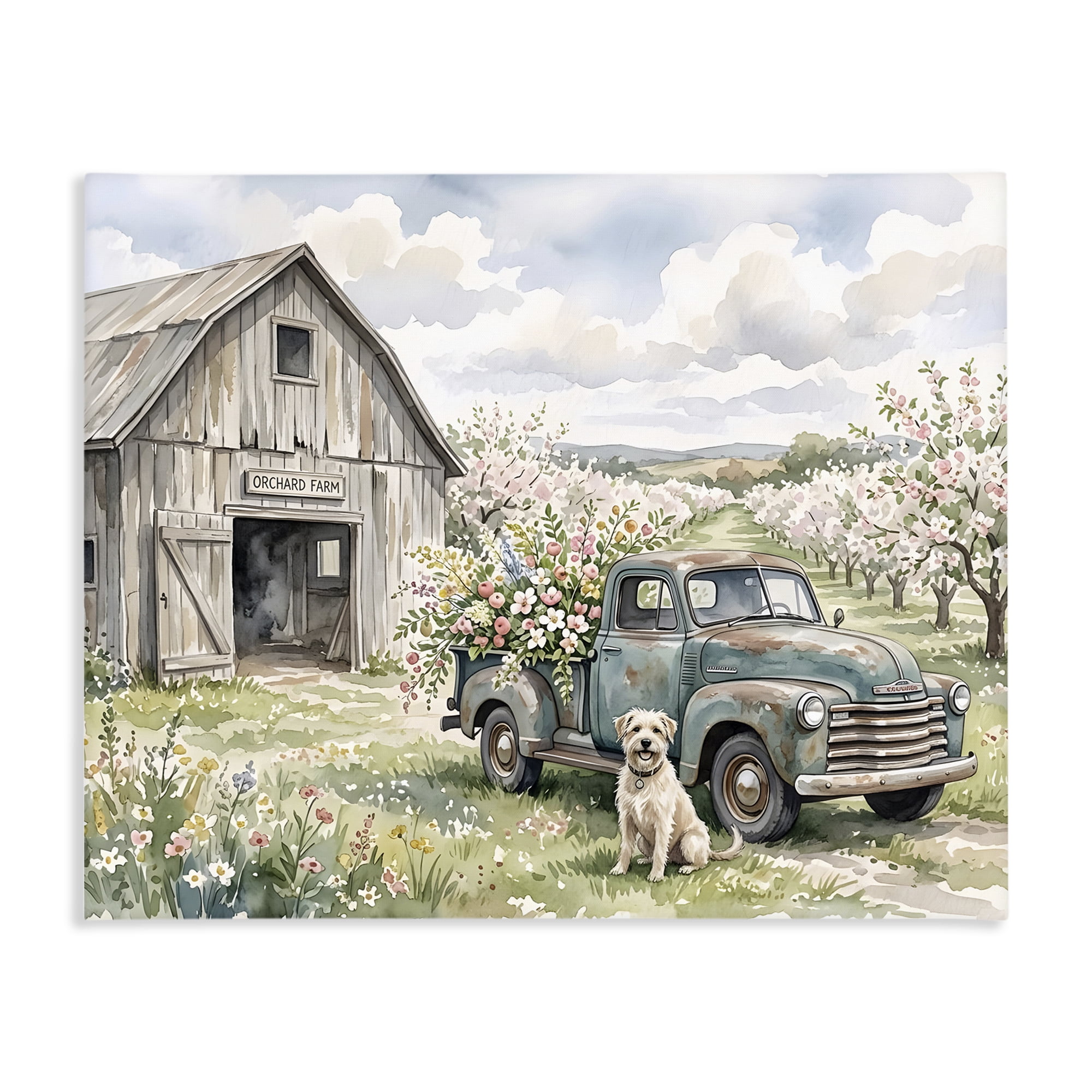 Stupell Industries Spring Orchard and Truck Canvas Wall Art, design by Tabz Jones