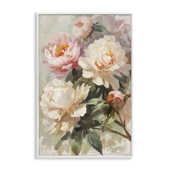 Stupell Industries French Country Spring Peony Bundle White Framed Giclee Art, 20 x 30, by LSR Design Studio