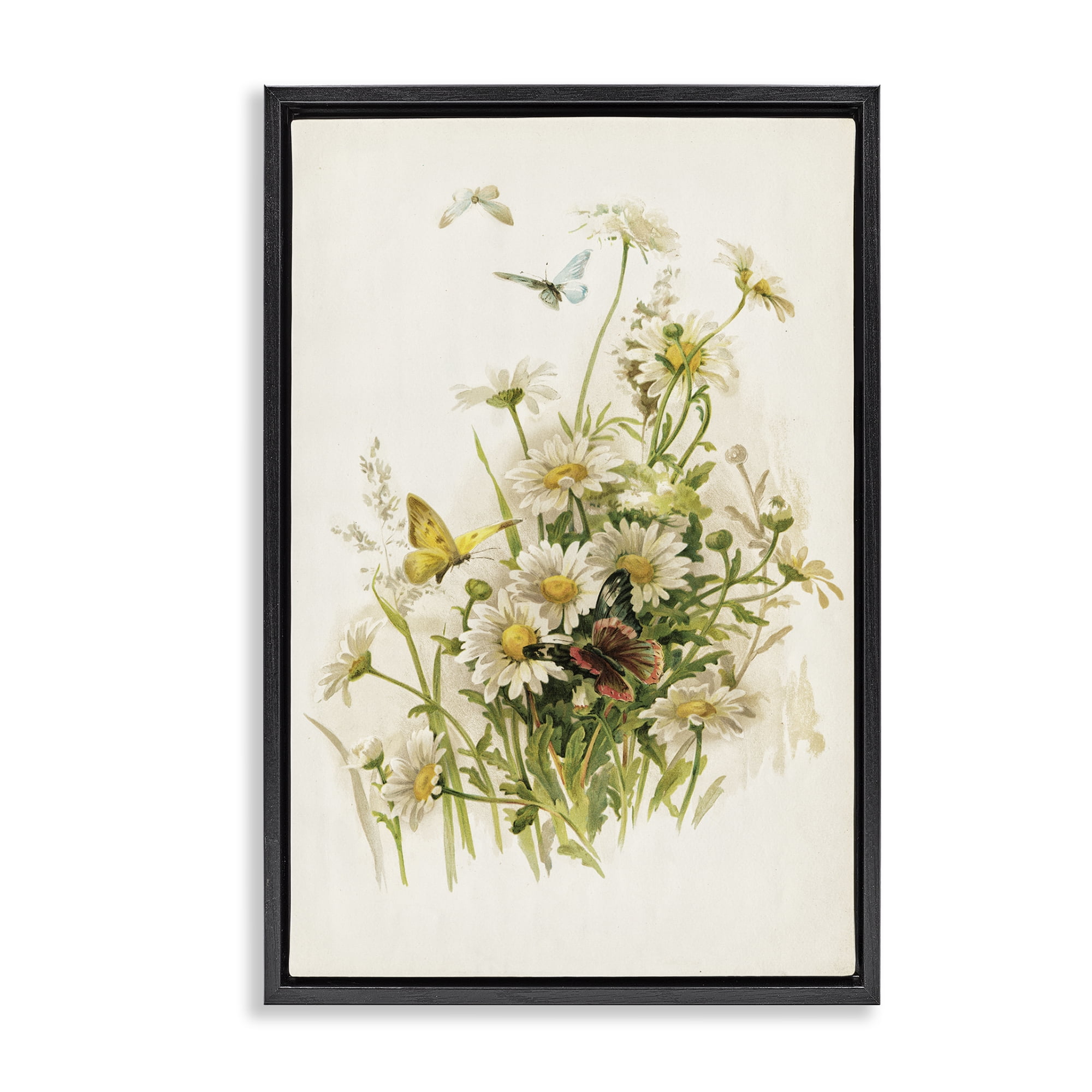 Stupell Industries Spring Pickings Florals Plants & Flowers Painting Black Floater Framed Canvas Art Print Wall Art, 21 x 31