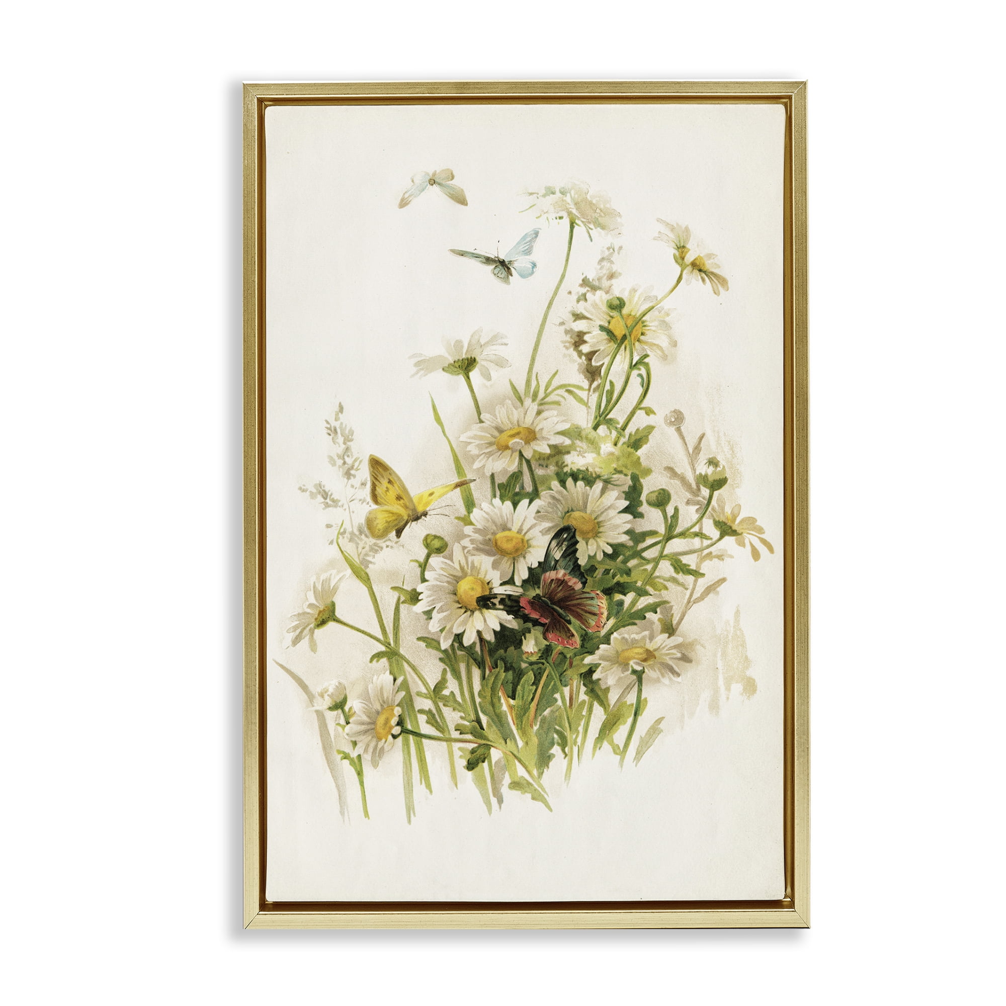 Stupell Industries Spring Pickings Florals Plants & Flowers Painting Gold Floater Framed Canvas Art Print Wall Art, 17 x 25