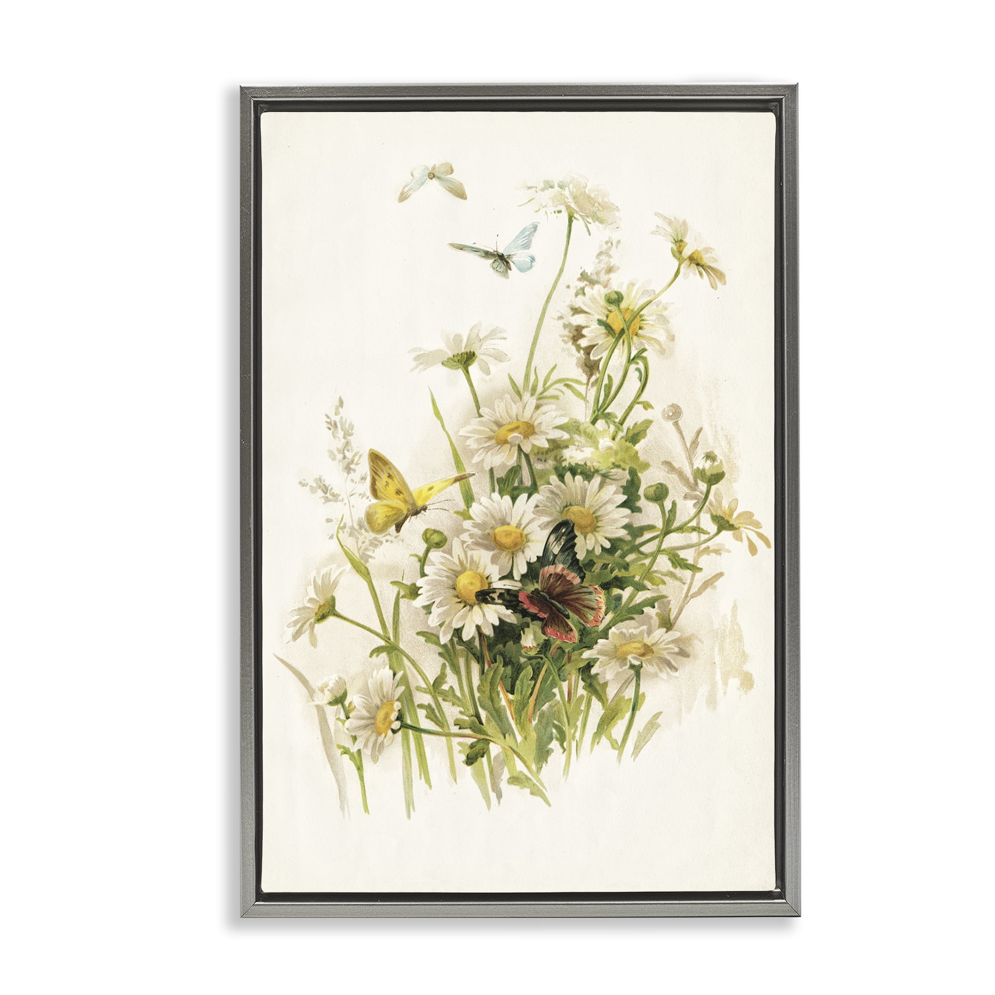 Stupell Industries Spring Pickings Florals Plants & Flowers Painting Gray Floater Framed Canvas Art Print Wall Art, 17 x 25