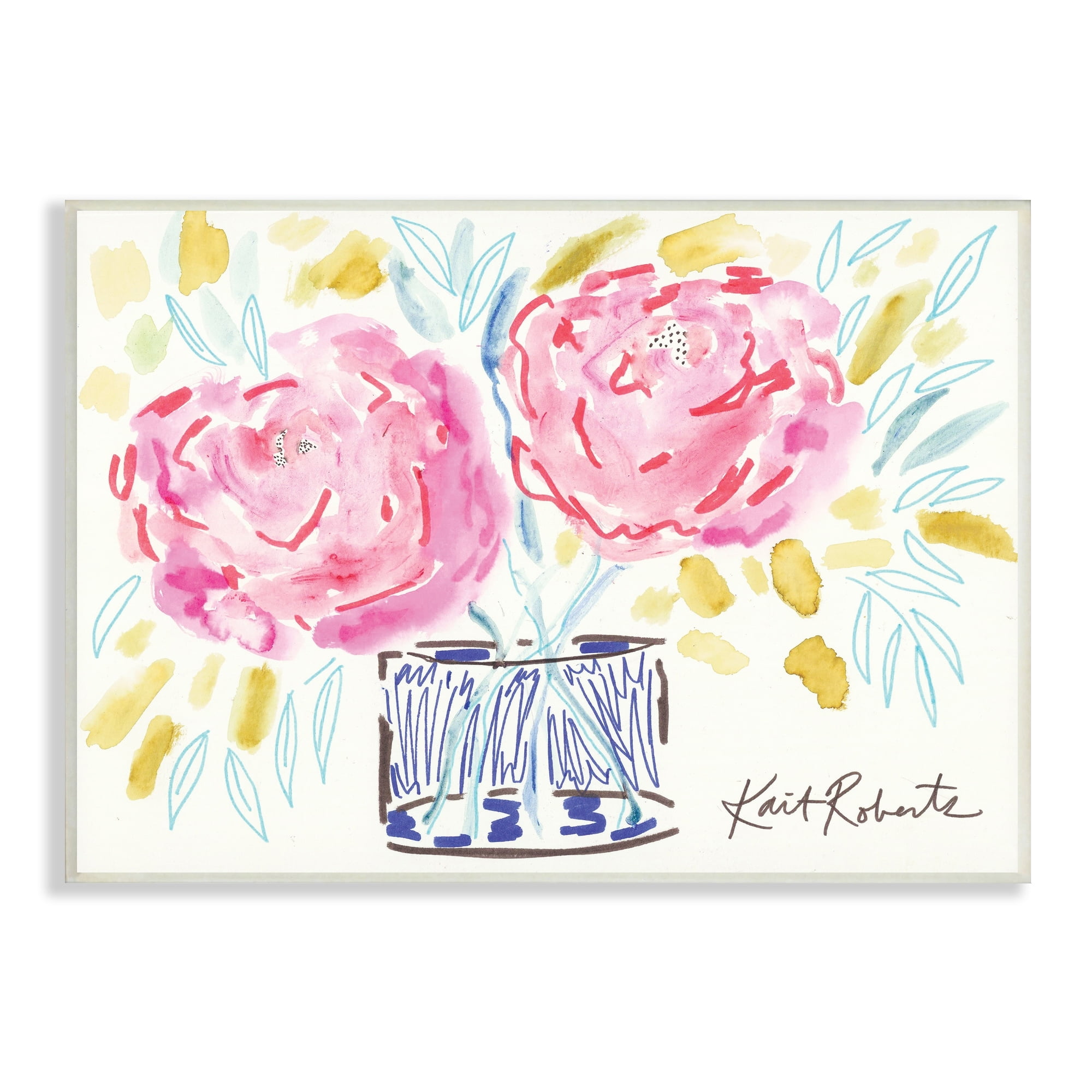 Stupell Industries Spring Pink Carnation Floral Still Life Expressive Flowers,19 x 13, Design by Kait Roberts