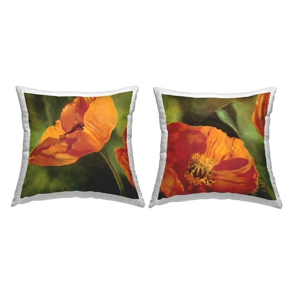 Stupell Industries Spring Poppies Orange Blooms Printed Throw Pillow Design by Pierre Viollet (Set of 2)