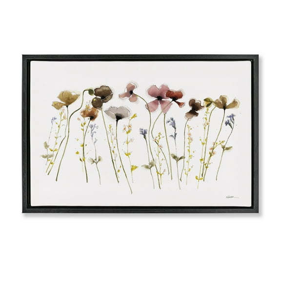 Stupell Industries Spring Poppy Sprigs Botanical & Floral Painting Black Floater Framed Art Print Wall Art, 25 x 17
